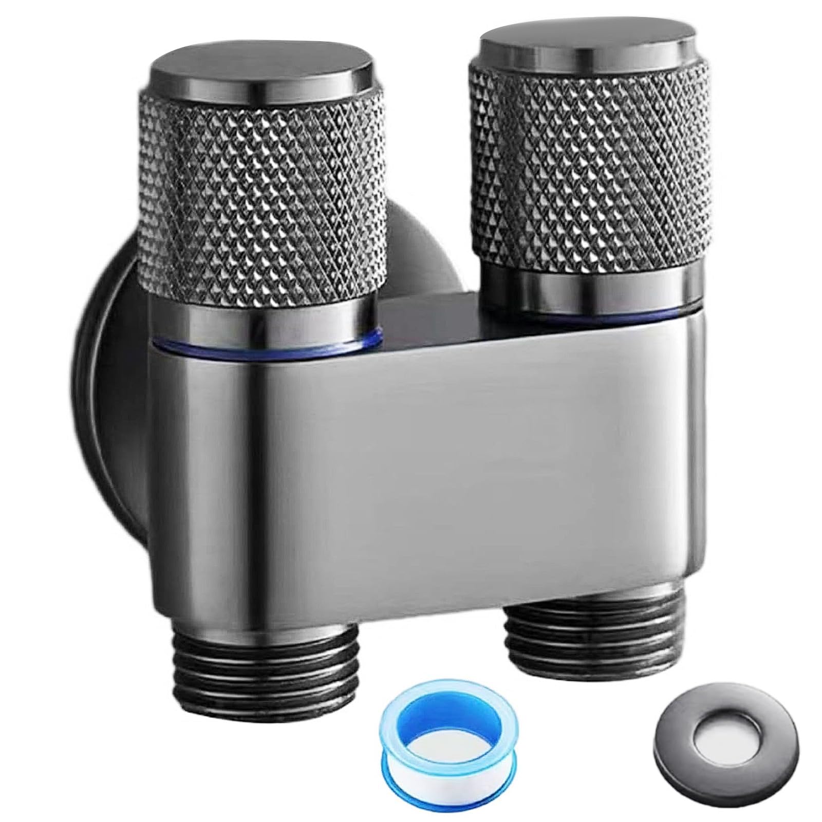Dual Control Valve 1-In-2-Out with Handheld Bidet Sprayer - G1/2 Double Control Washing Machine Faucet Kit for Feminine Hygiene, Pet Cleaning, Cloth Washing & Bathroom Bidet - Perfect for Toilet, Baby Care & Household Cleaning (Grey)