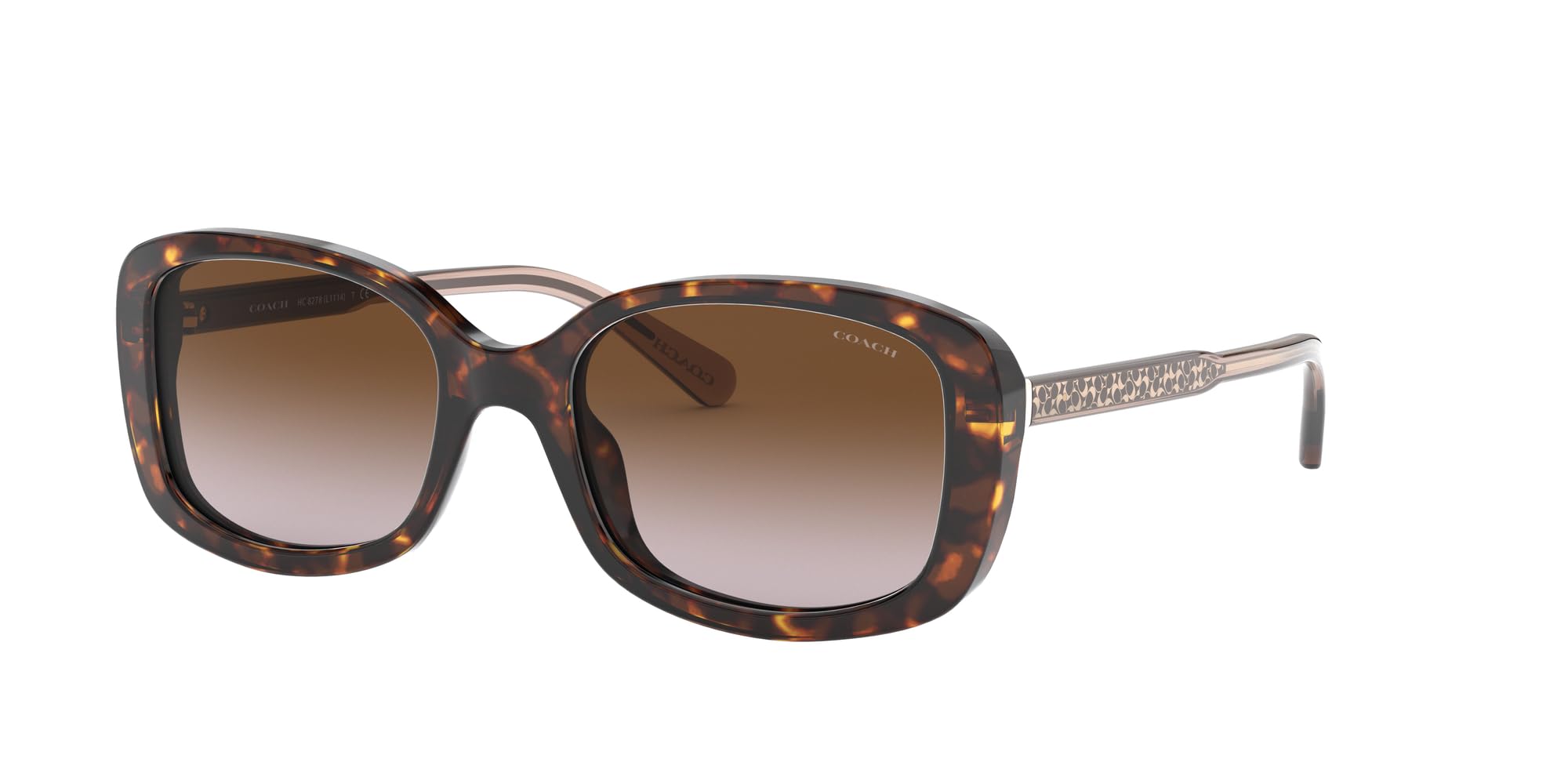 Coach HC8278 Sunglasses for Women - Dark Tortoise/Brown Gradient Lenses, 53mm UV Protection - Perfect for Driving, Beach & Outdoor Activities