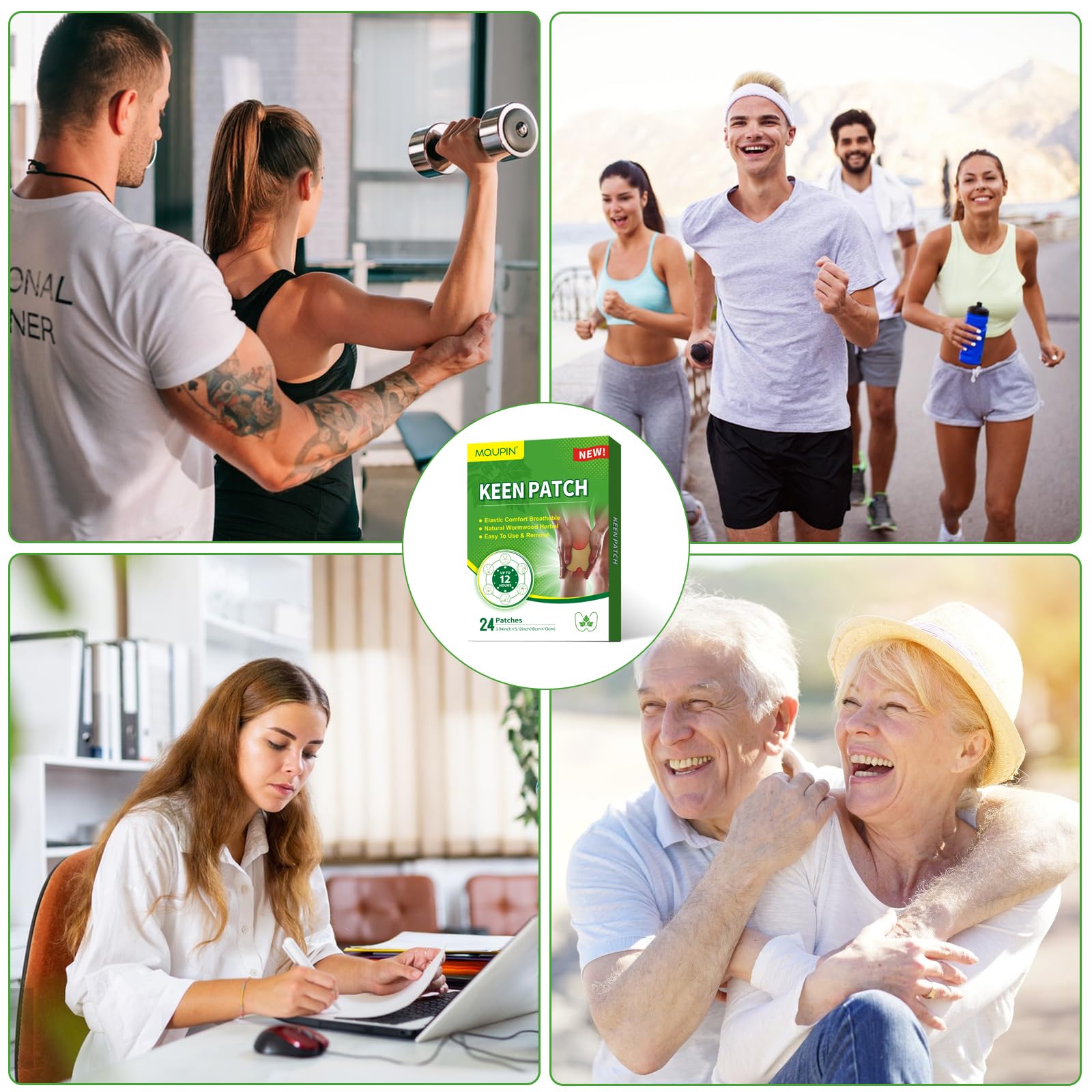 48Pcs MQUPIN Knee Pain Relief Patches - Natural Herbal Warming Patches for Bone on Bone Pain, Wormwood Patches for Joint & Muscle Pain Relief, Extra Strength Lasts Up to 12 Hours - Perfect for Arthritis, Sports Injuries & Daily Discomfort