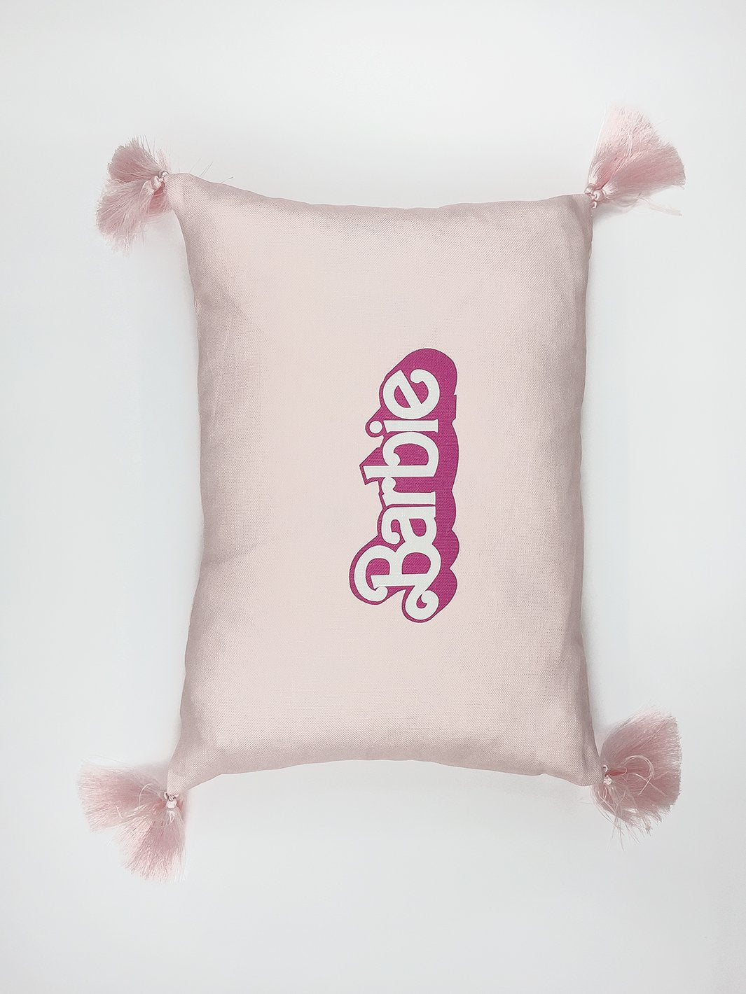 80's Barbie™ Logo Lumbar Pillow in Pink - Retro Home Decor for Living Room, Bedroom & Office