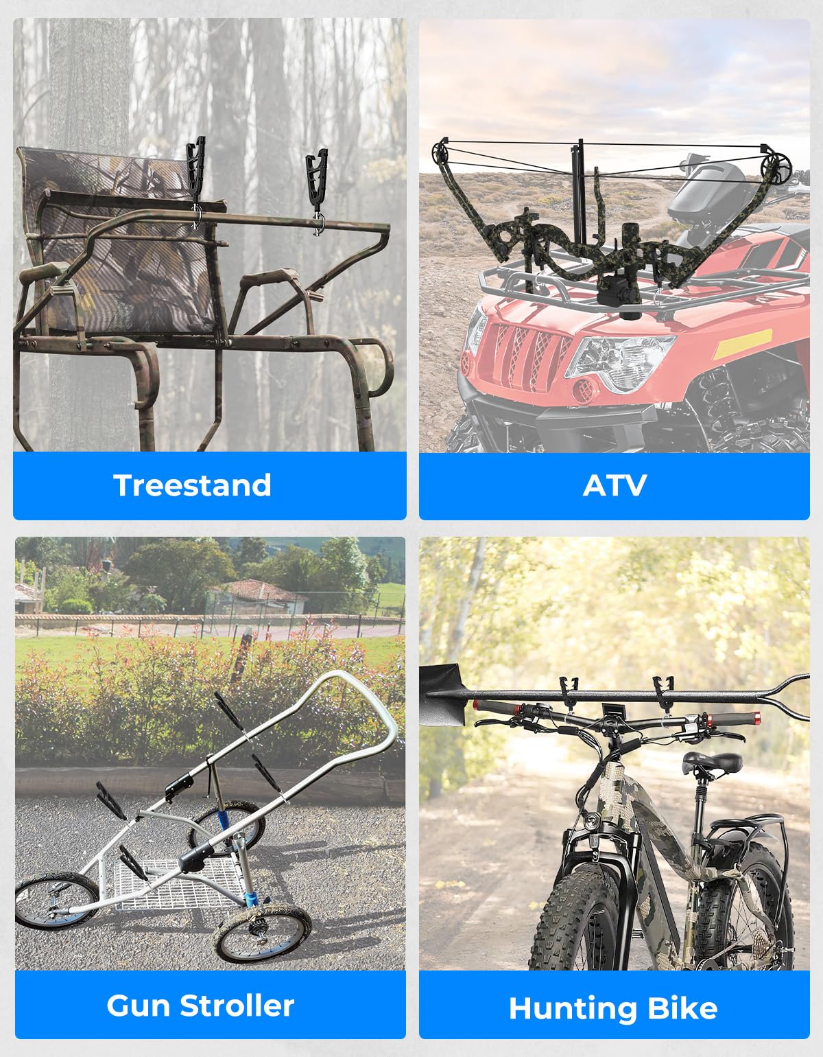 KEMIMOTO ATV Tool Holder Rack - Heavy Duty Hunting Accessory with Adjustable Rubber Straps for ATV, UTV, Mobility Scooter & Hunting Bikes | Perfect for Off-Road Adventures, Camping & Outdoor Work