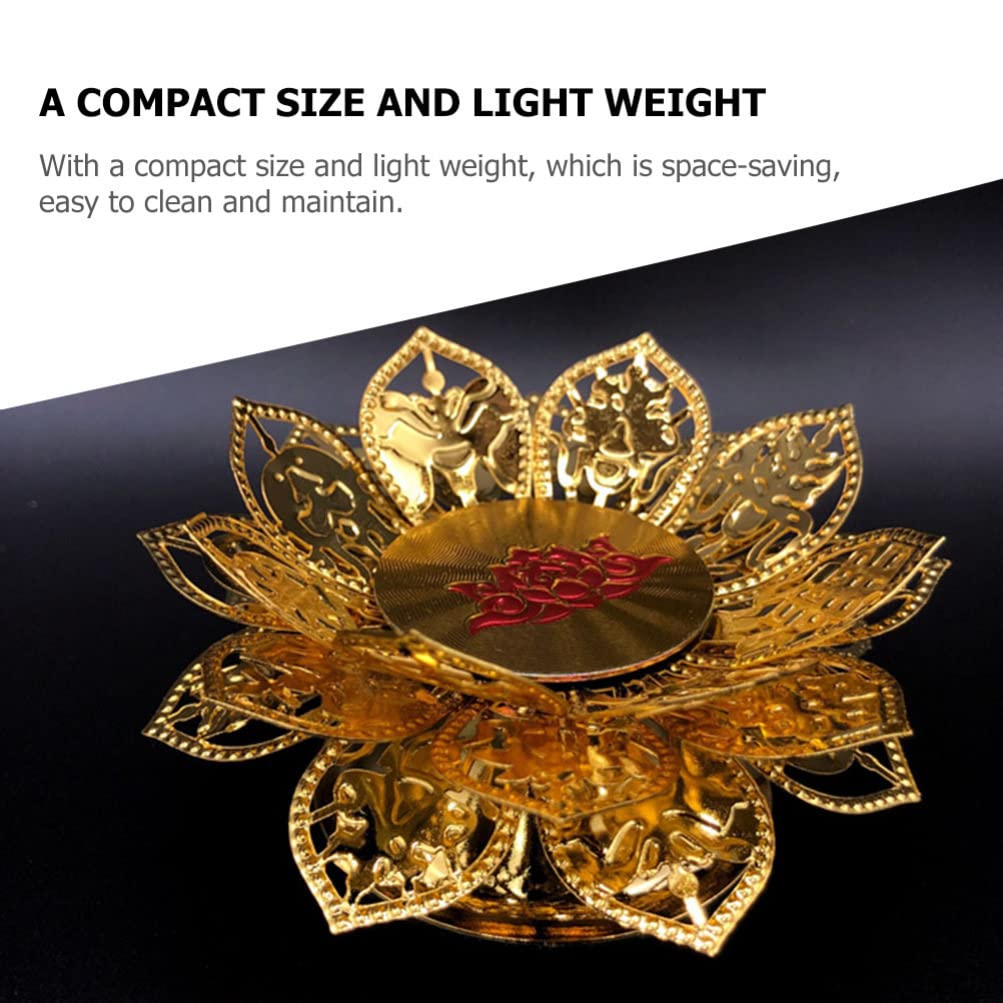 Premium Metal Ghee Lamp Holder - Lotus Shaped Buddhist Candlestick for Religious Ceremonies, Home Altar Decor & Meditation Spaces - Elegant Desktop Candle Holder for Puja, Yoga & Spiritual Practices
