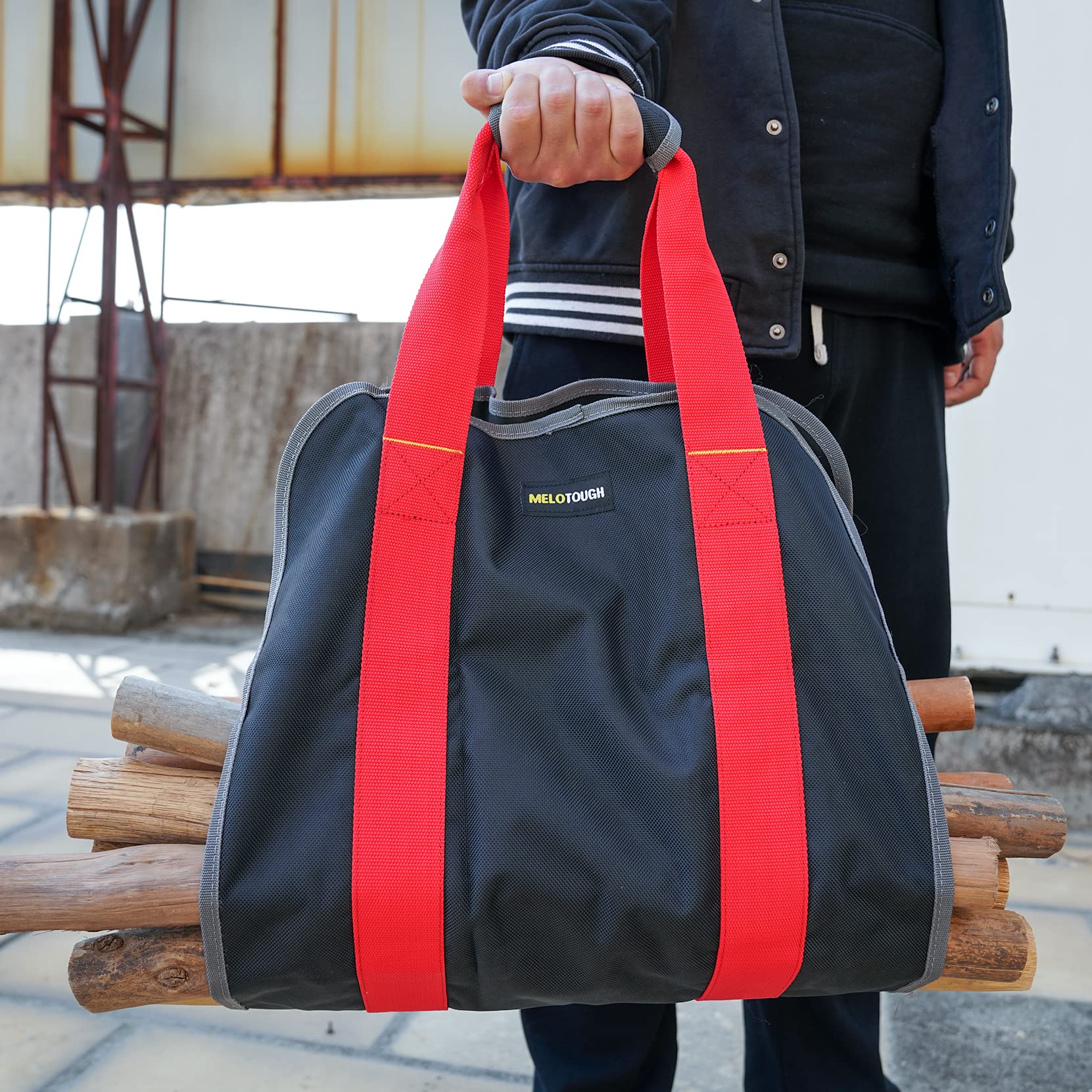 Premium MELOTOUGH Firewood Log Carrier - Heavy Duty Ballistic Nylon Tote Bag for Firewood, Stronger Than Canvas - Ideal for Camping, Fireplace & Outdoor Wood Hauling