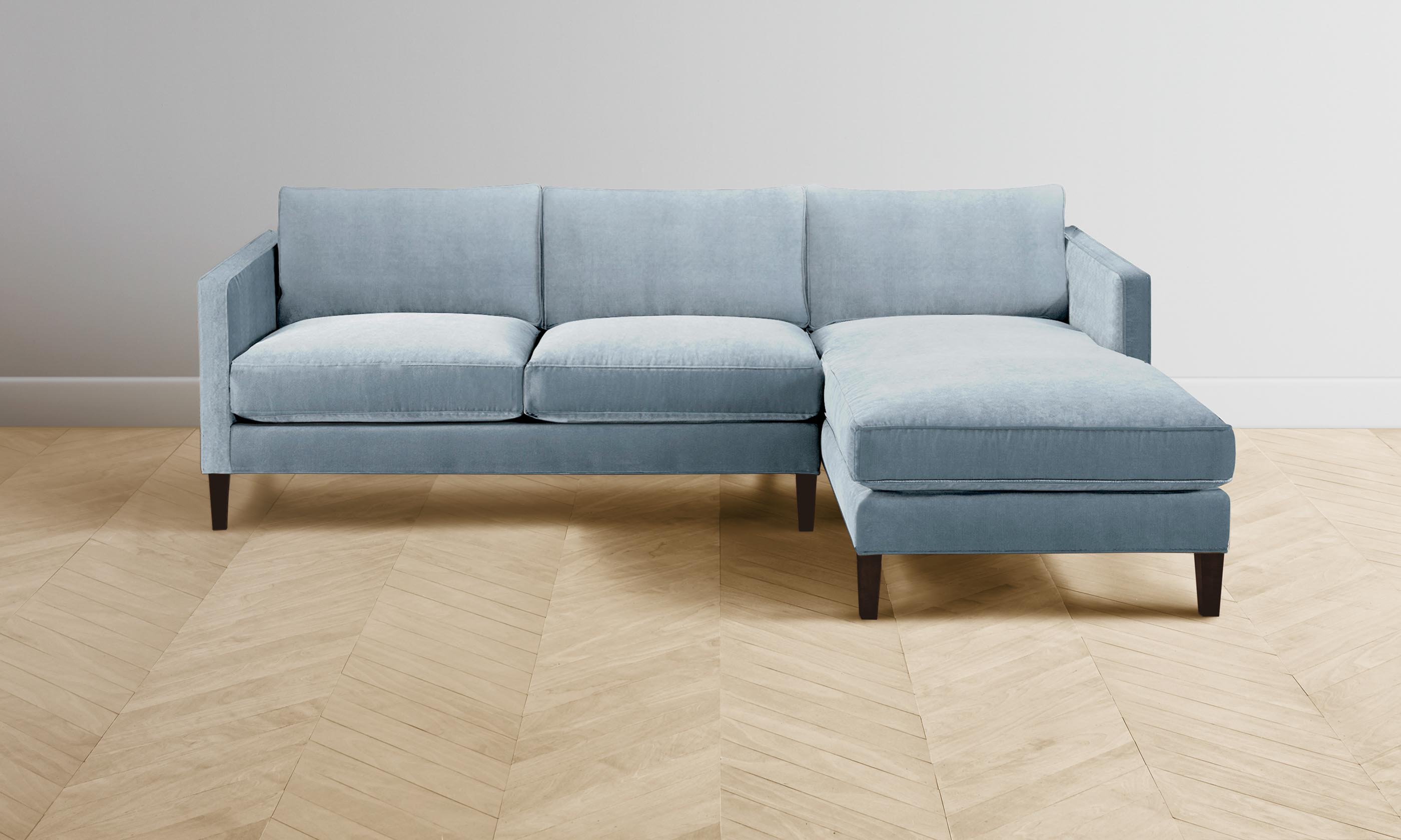 The Crosby Sectional Sofa - Premium Performance Velvet in Sky Blue | Modern Living Room Furniture for Comfort & Style