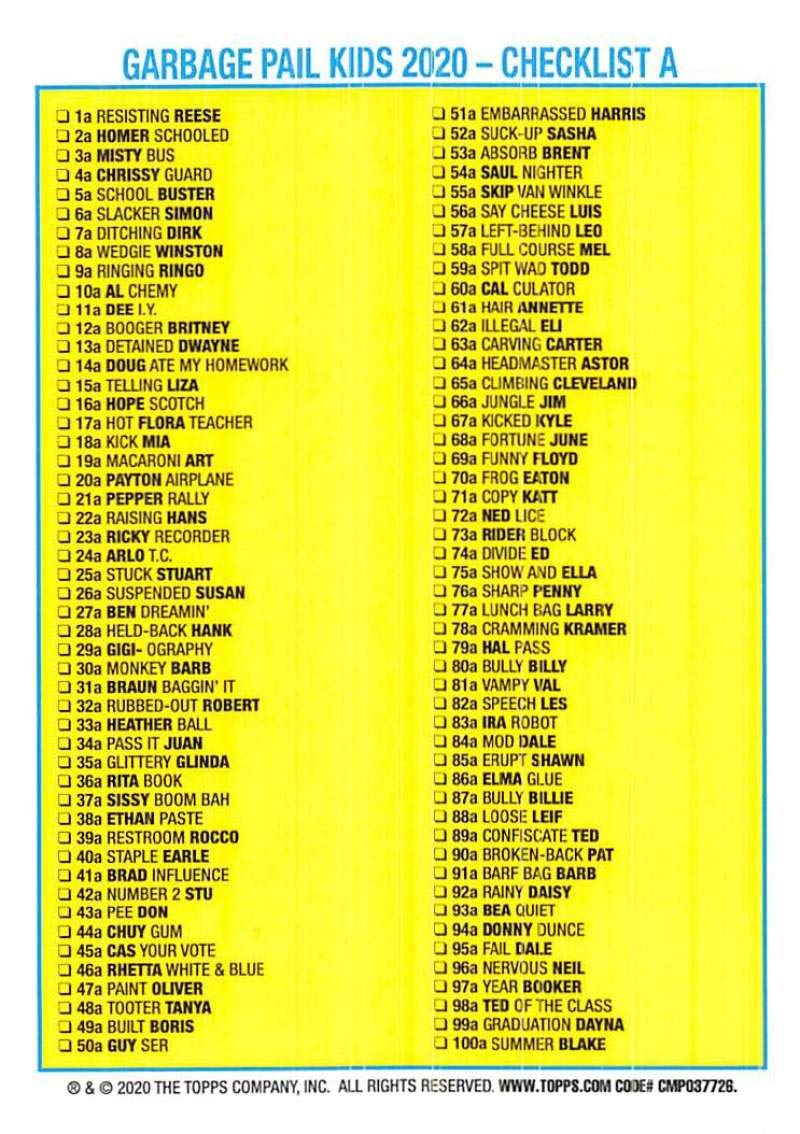 2020 Topps Garbage Pail Kids Late to School Sticker #90A BROKEN-BACK PAT - NM Condition Trading Card | Collectible Nonsport Standard Size | Perfect for Collectors & Pop Culture Fans