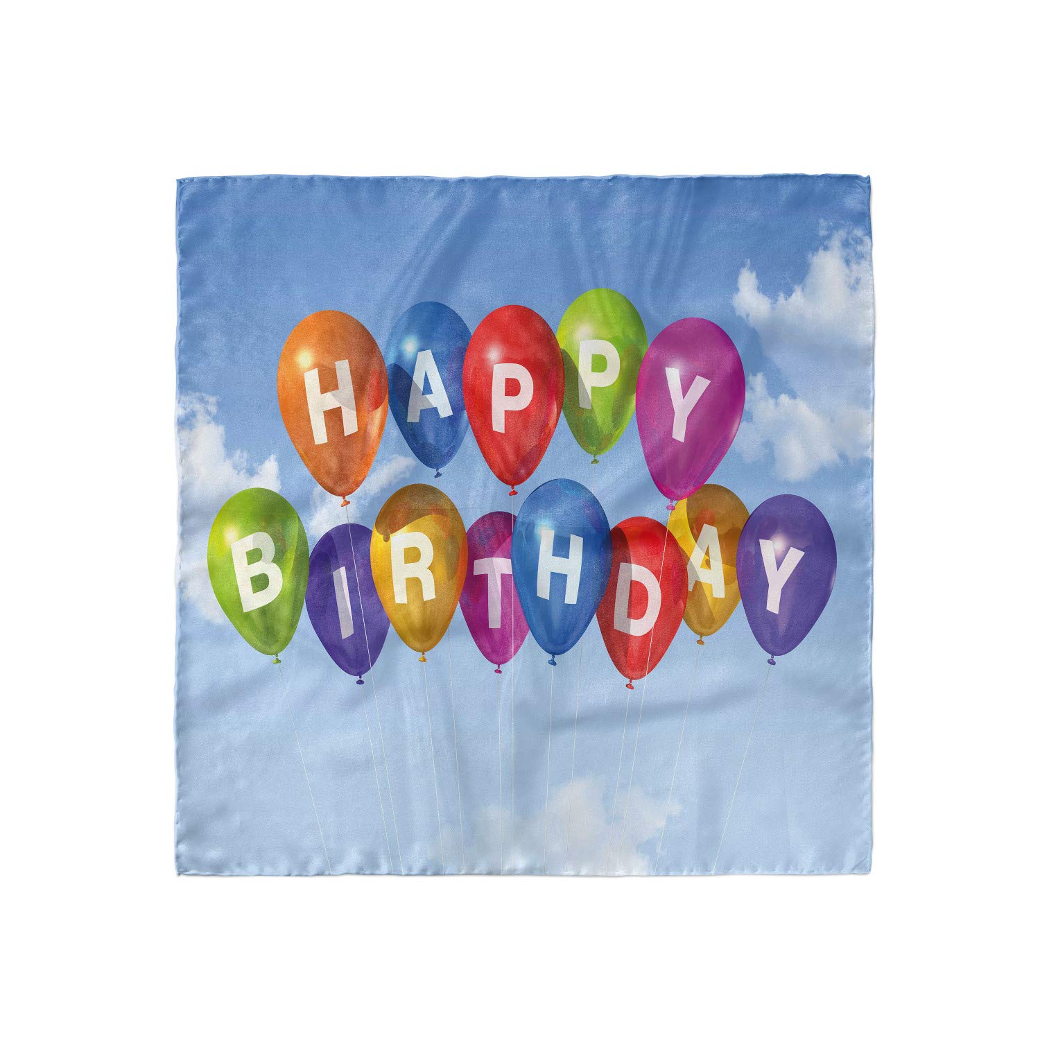 Ambesonne Birthday Headscarf - Balloons & Letters Sky Print Hijab Scarf for Women, Party Accessory | Perfect for Birthday Celebrations, Festive Occasions & Everyday Wear