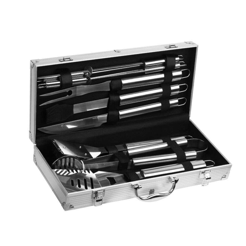 10Pcs Stainless Steel BBQ Tool Set - Heavy Duty Outdoor Grill Utensils for BBQ, Grilling & Cooking - Perfect for Backyard, Camping & Picnics