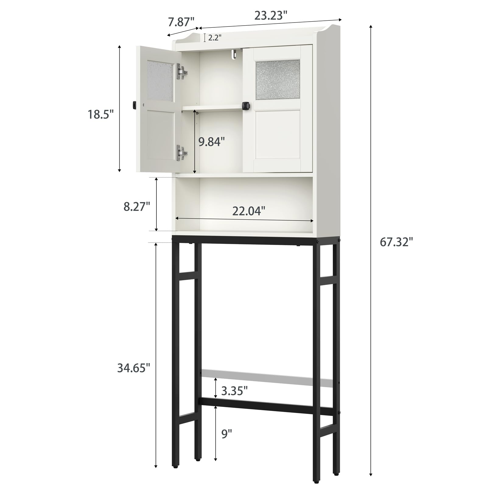 Over The Toilet Storage Cabinet with Double Doors & Soft Hinges - Bathroom Organizer Shelf for Towels, Toiletries & Essentials - Space-Saving Cream White Design for Small Bathrooms & Apartments