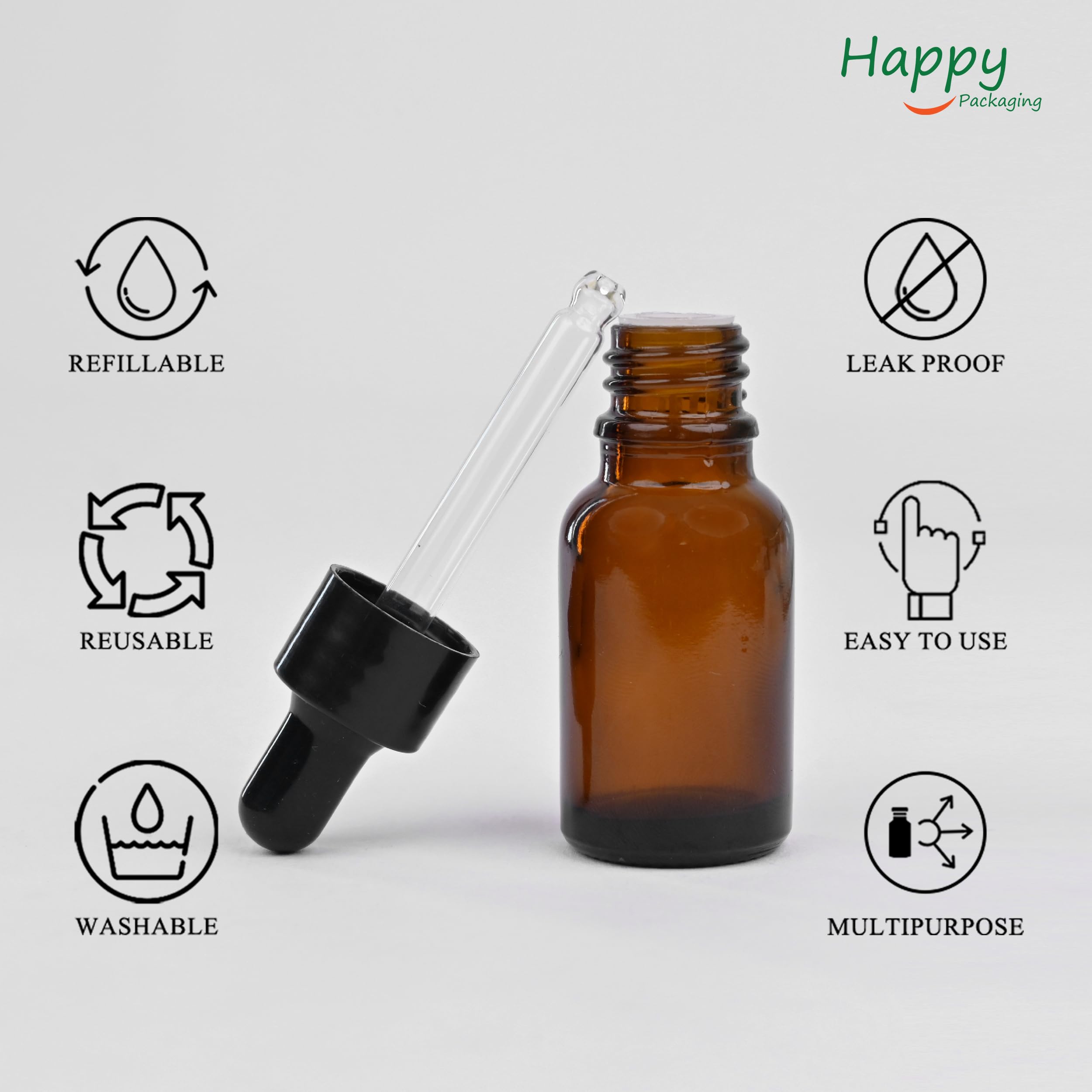 10ML Amber Glass Bottles with Dropper - Leak Proof Essential Oil Containers for DIY Serums, Perfumes & Aromatherapy - Pack of 3 (Black Sleeve & Silicone Teat) - Refillable Travel Size Bottles for Skincare & Home Use