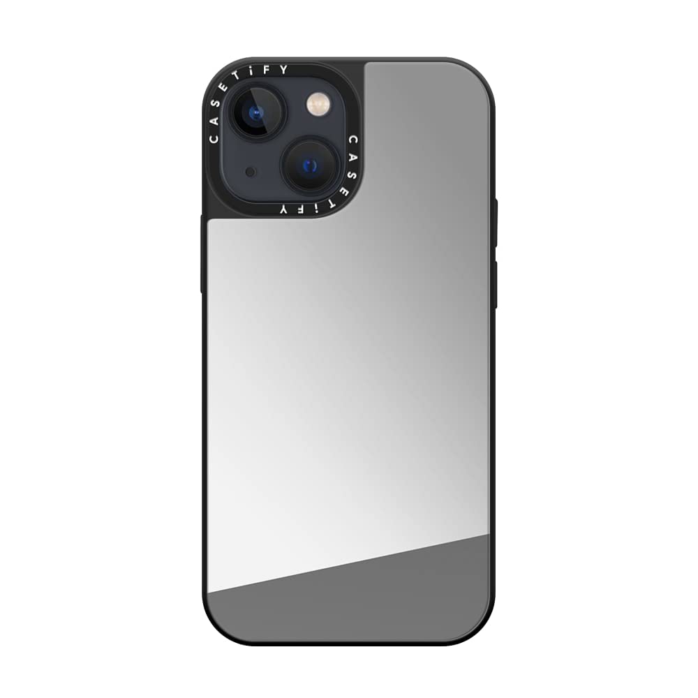 Casetify Mirror Case Magsafe Compatible for iPhone 13 Mini - Silver on Black | Slim Protective Cover with Magnetic Alignment | Perfect for Work, Travel & Everyday Use