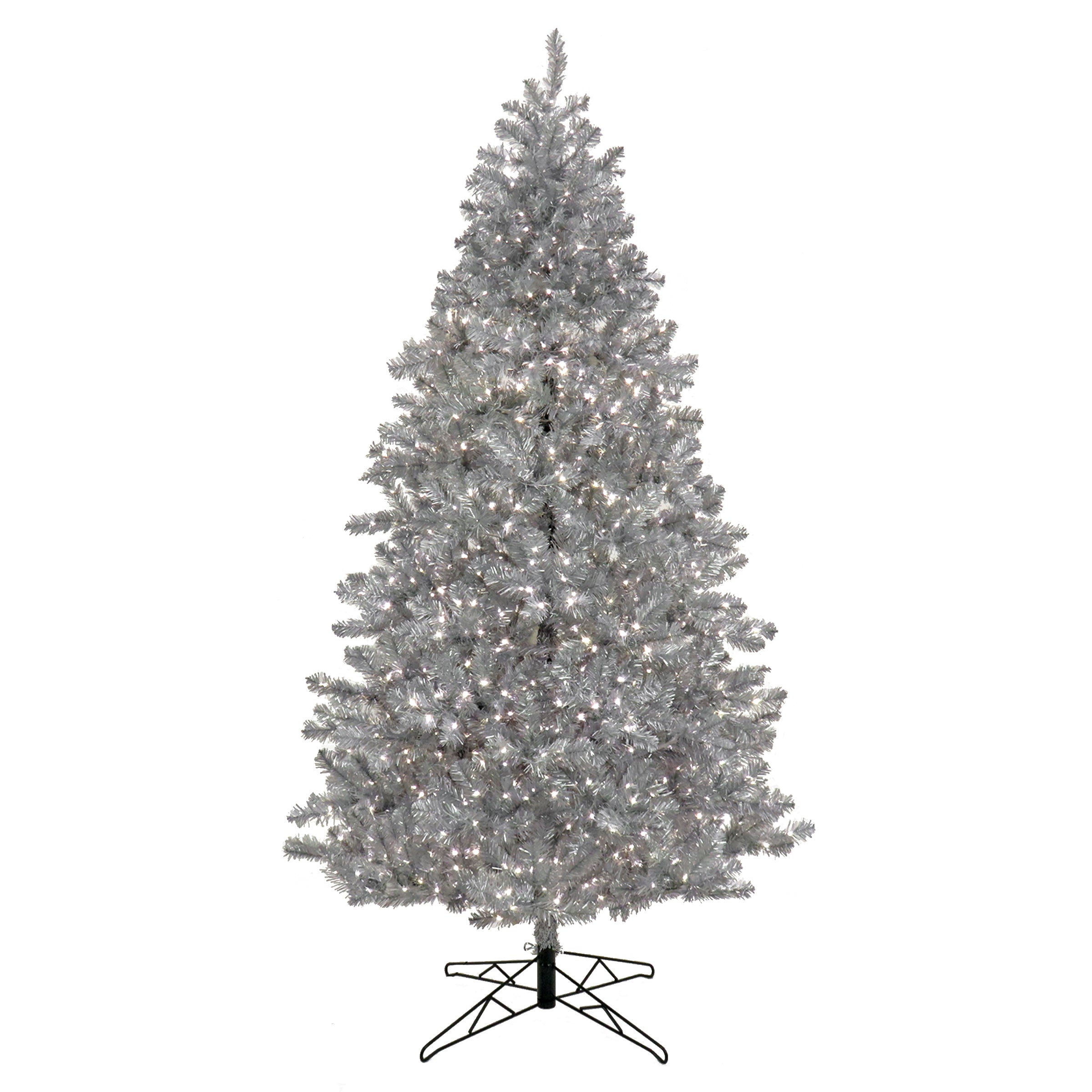 7.5 ft Pre-Lit Christmas Tree with Matt Silver Metallic Finish - Perfect for Holiday Decorations in Living Room, Office, and Party Events