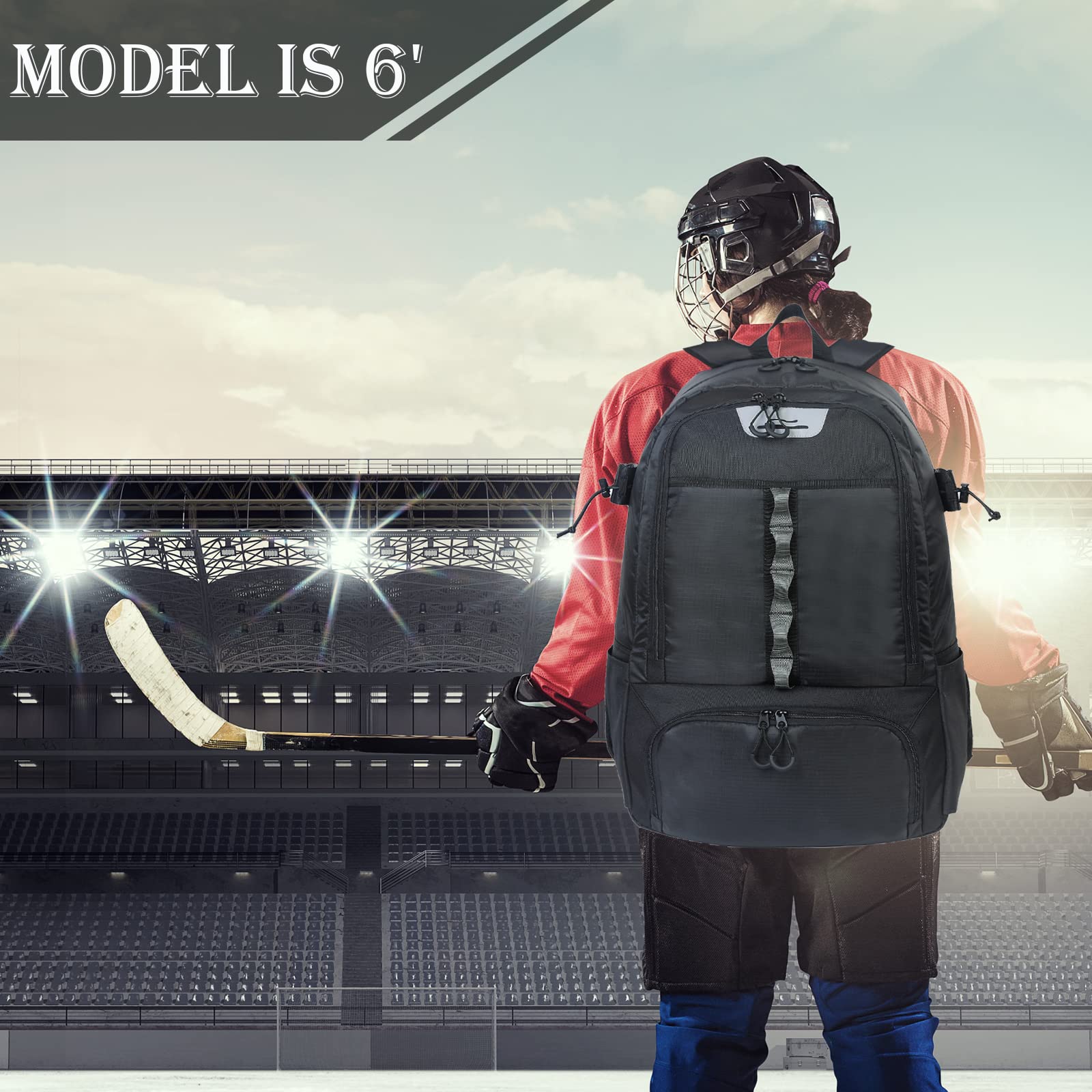 Extra Large Lacrosse Backpack - 20/23 Inch Lacrosse Equipment Bag with Stick Holders & Cleats Compartment for Field Hockey Gear | Perfect for Training, Games & Travel