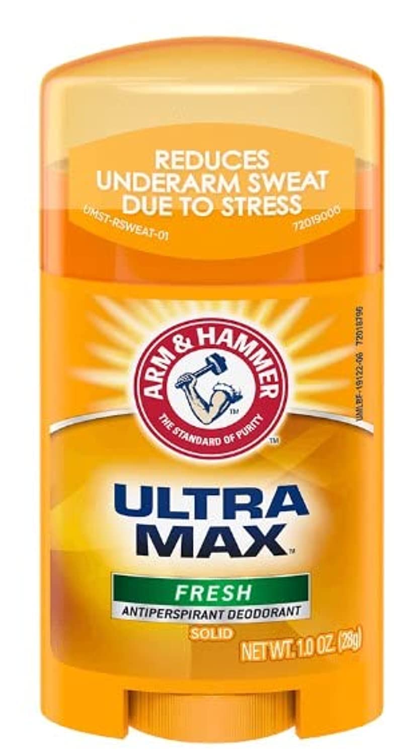 Arm & Hammer Ultra Max Invisible Solid Antiperspirant Deodorant for Men & Women - Fresh Scent, 1 Ounce Travel Size (Pack of 10) - Ideal for Gym, Travel & Everyday Use