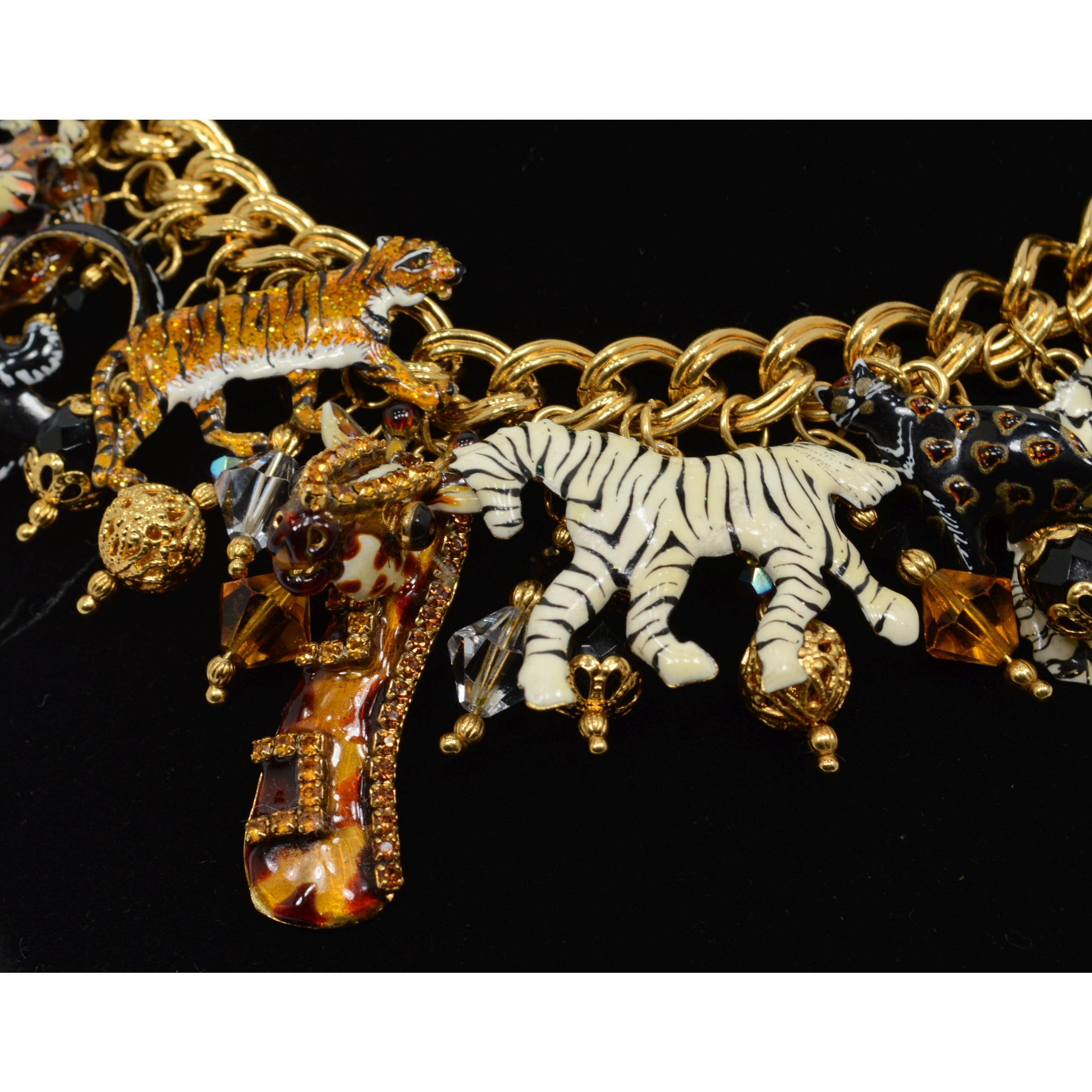 Luxury Ritz Jungle Brunch Charm Bracelet with Lion, Tiger & Monkey Charms - Perfect for Women's Fashion, Gift Giving & Special Occasions
