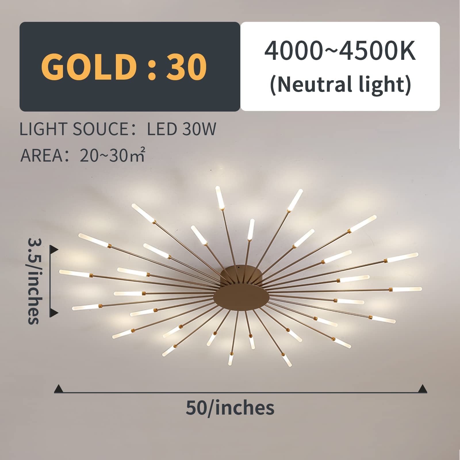 Modern LED Flush Mount Ceiling Light Fixture - Slim Gold 30 Inch Close-to-Ceiling Lamp for Bedroom, Dining Room & Living Room Lighting | Energy Efficient & Space-Saving Design for Home Decor