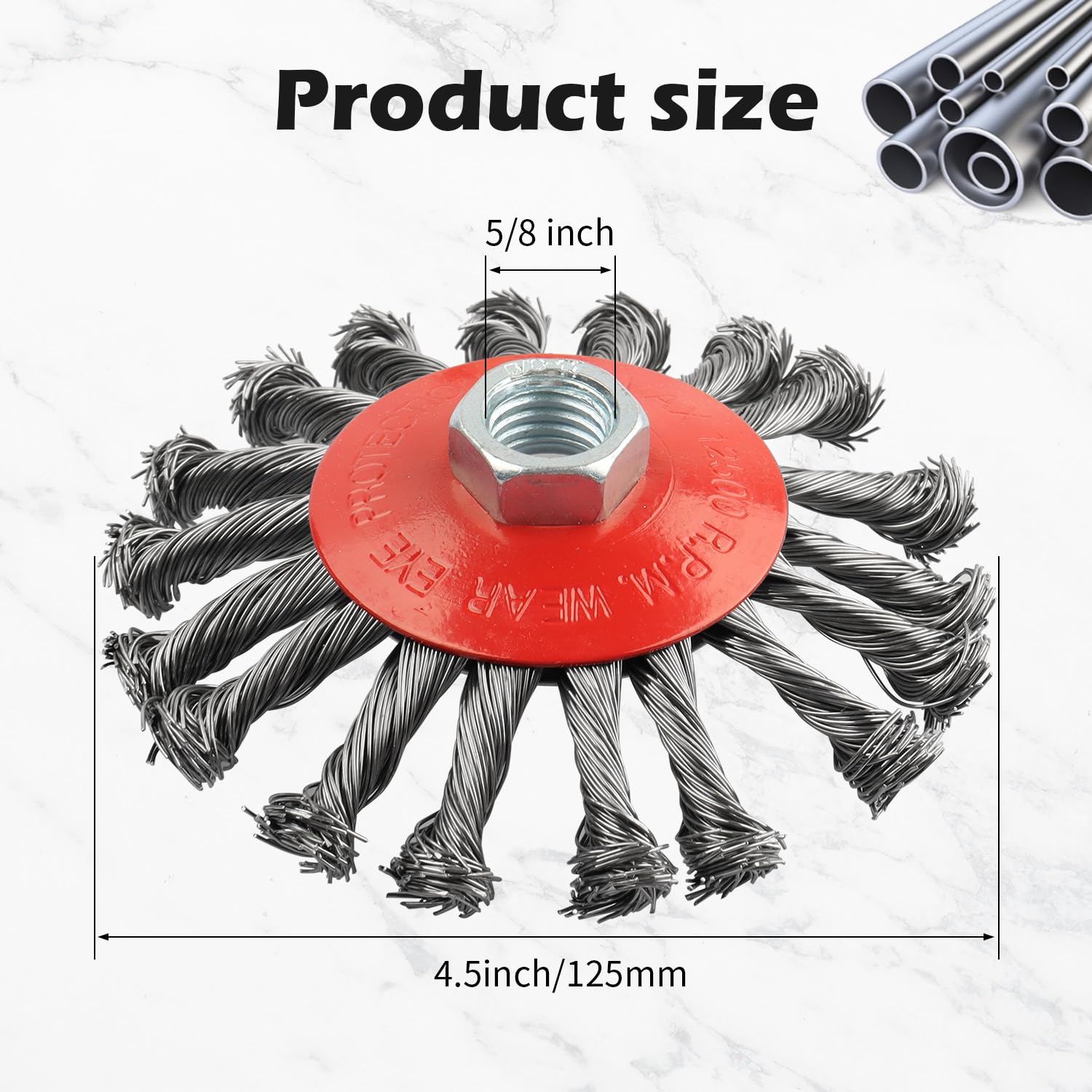 4.5 Inch Twist Knotted Wire Wheel for 4 1/2 Angle Grinder - 2 Pack with 5/8-11 Threaded Arbor - Perfect for Rust Removal, Metal Cleaning & Surface Preparation