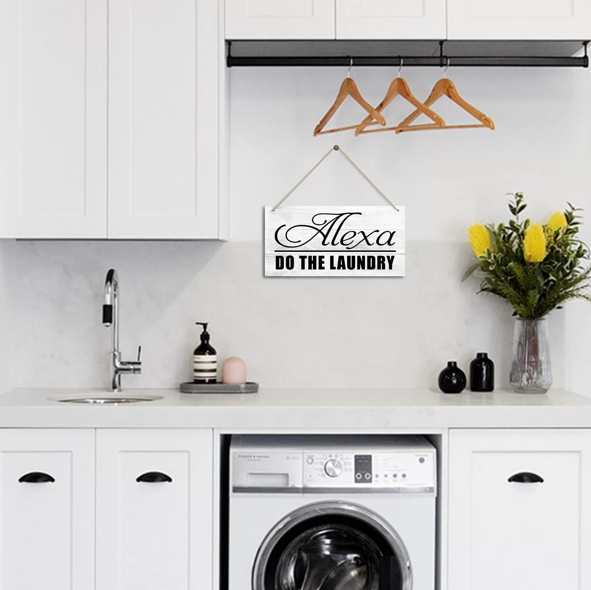 Alexa Do The Laundry Sign - Funny Wooden Farmhouse Wall Decor for Laundry Room (12x6x0.12 inches) - Perfect for Home, Kitchen & Laundry Area Organization - Great Gift Idea for Housewarming & Home Decor Enthusiasts