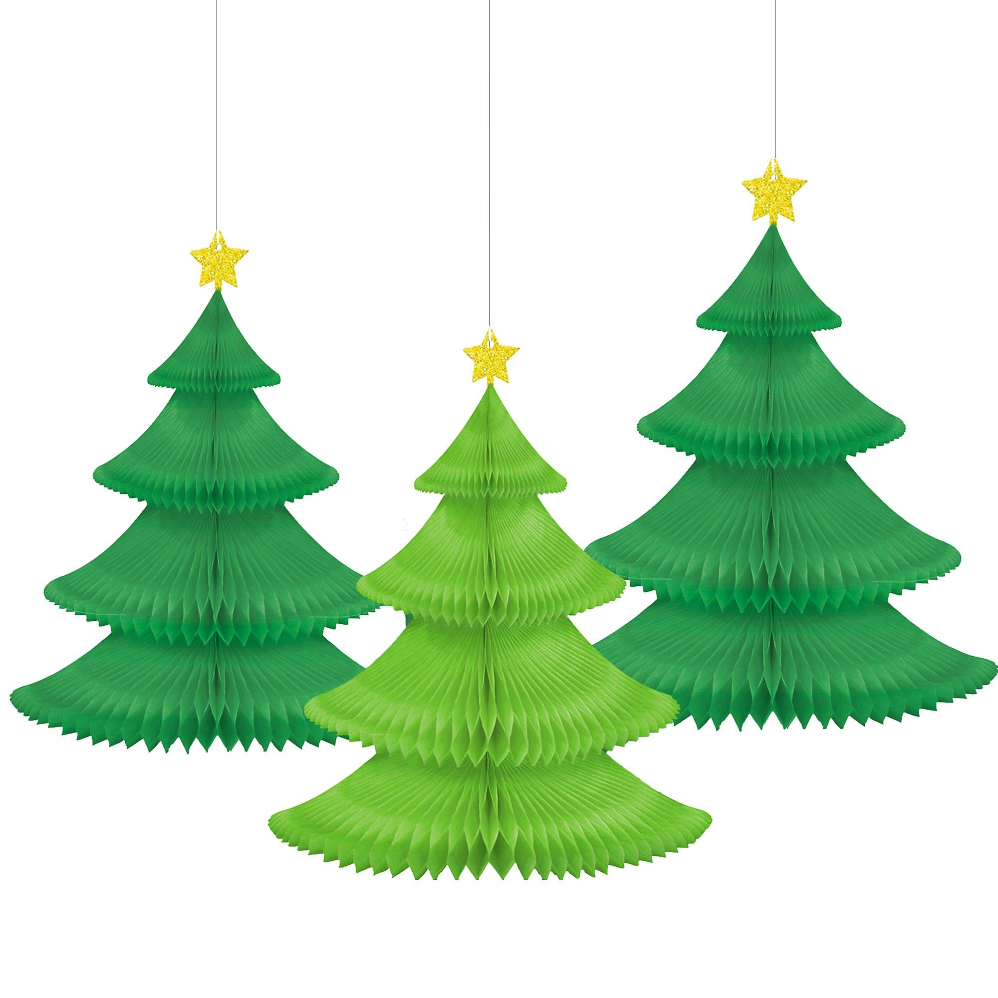 Vintage Inspired Christmas Honeycomb Tissue Paper Ornaments - Set of 3 Unique Holiday Decorations for Tree, Gift Wrapping & Home Decoration