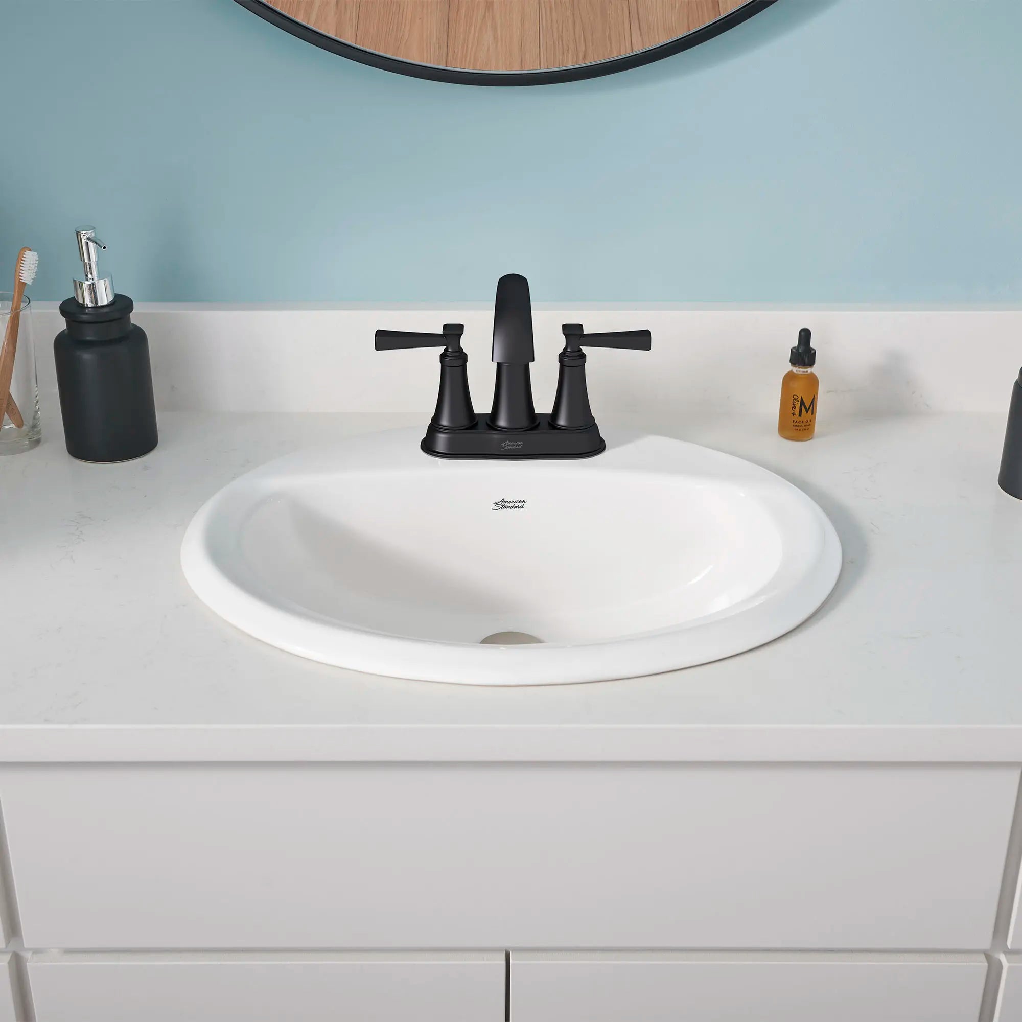 Glenmere 4 Inch Centerset 2 Handle Bathroom Faucet - 1.2 GPM/4.5 LPM Water-Saving Design with Lever Handles - Perfect for Small Bathrooms, Powder Rooms & Vanities