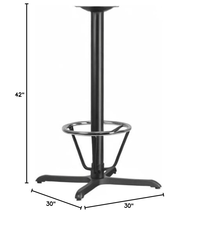 EMMA + OLIVER 30x30 Inch Heavy Duty Cast Iron Bar Table with X-Base and Foot Ring - Perfect for Outdoor Patio, Restaurant, and Home Bar Use