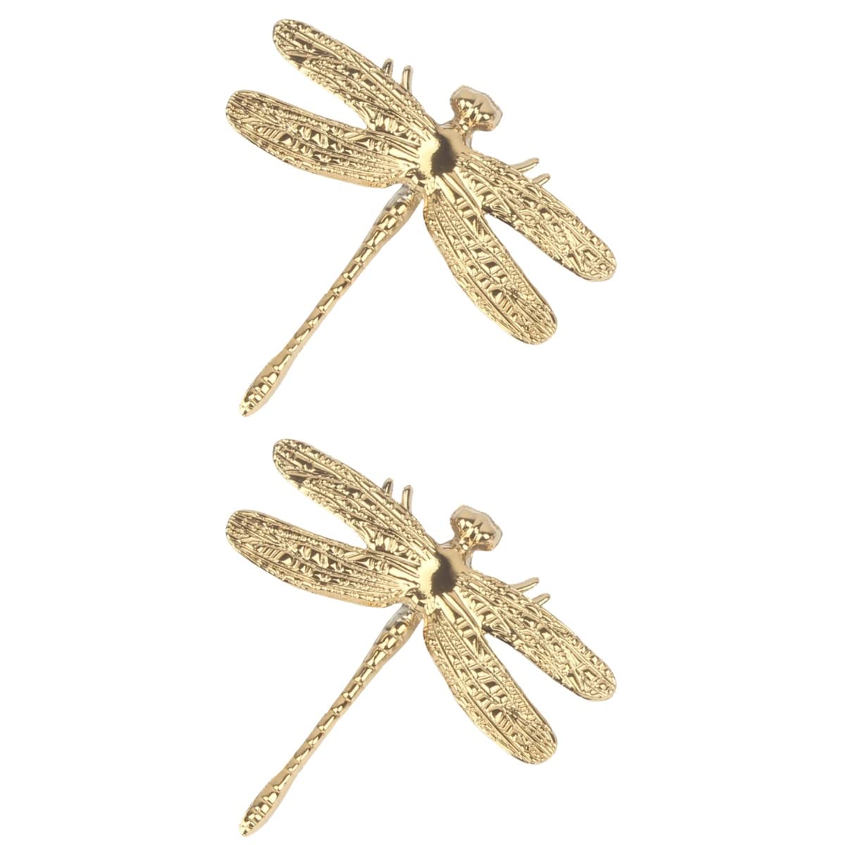 Vintage Dragonfly Drawer Cabinet Knobs - 2 Pack Gold Single Hole Kitchen Door Handles for Dresser, Cupboard & Furniture - Elegant Vintage Hardware Decor for Home & Office Use