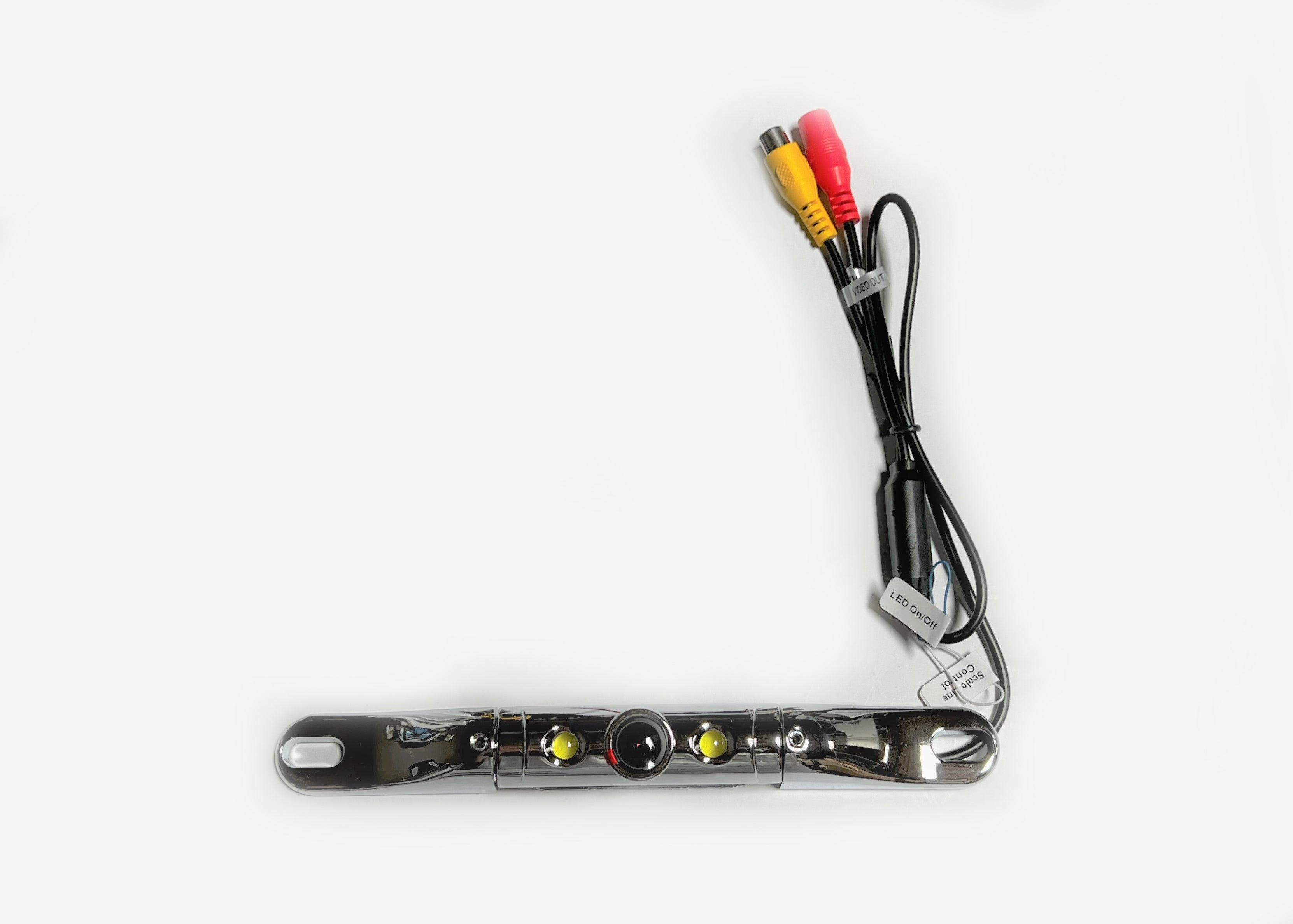 BOYO VTL402TJS Short Bar Type License Plate Backup Camera with LED Lights & Parking Lines - Chrome - Perfect for Trucks, SUVs, and RVs - Enhance Nighttime Reversing Safety