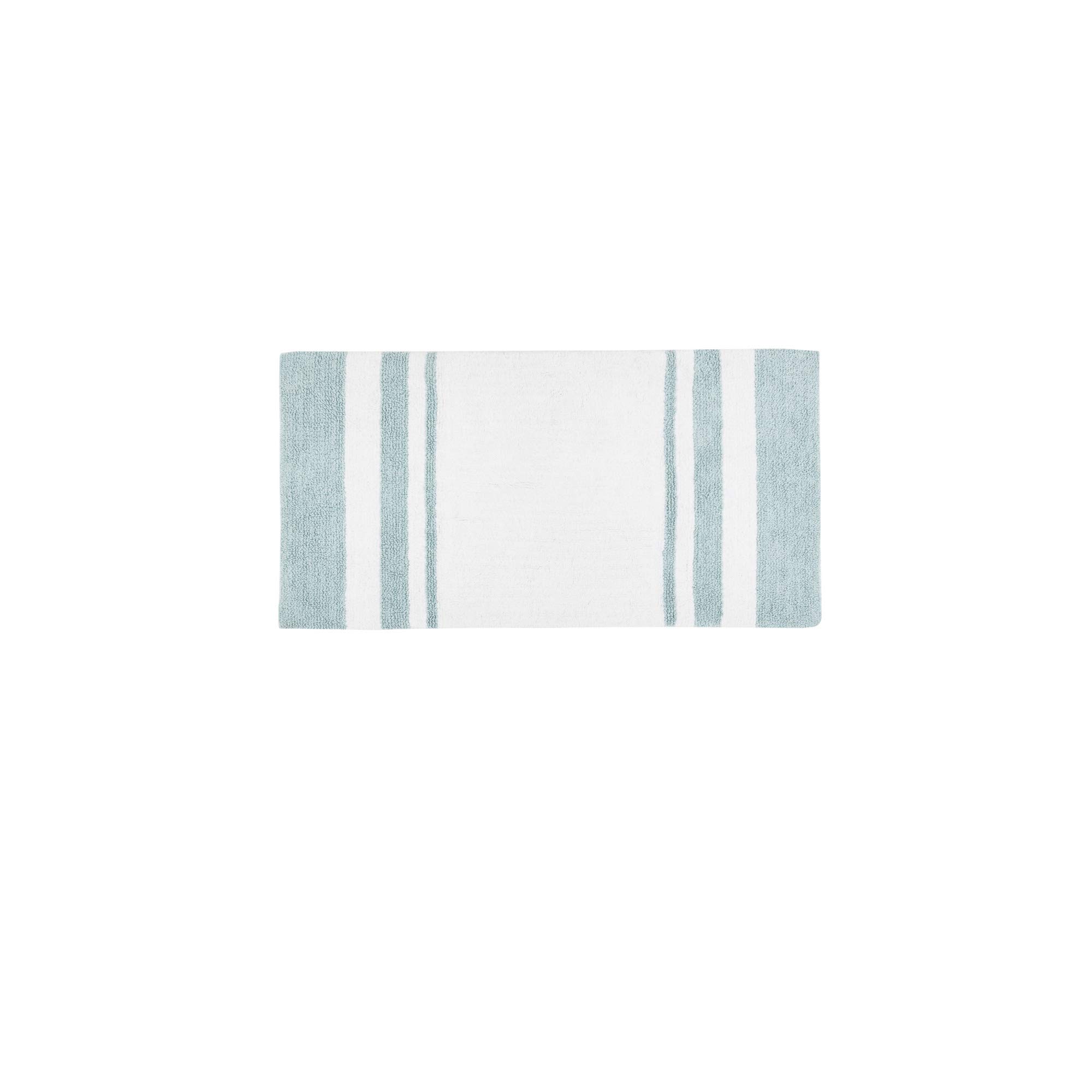 Madison Park Reversible Spa Cotton Bath Rug - 100% Cotton Striped Ultra Soft, Water Absorbent & Fast Drying Bath Mat - Non-Slip Quick Dry Bathroom Rug for Tub, Shower & Bathroom - 27x45 Inches, Aqua Blue - Perfect for Spa-Like Comfort & Luxury Bathroom Decor