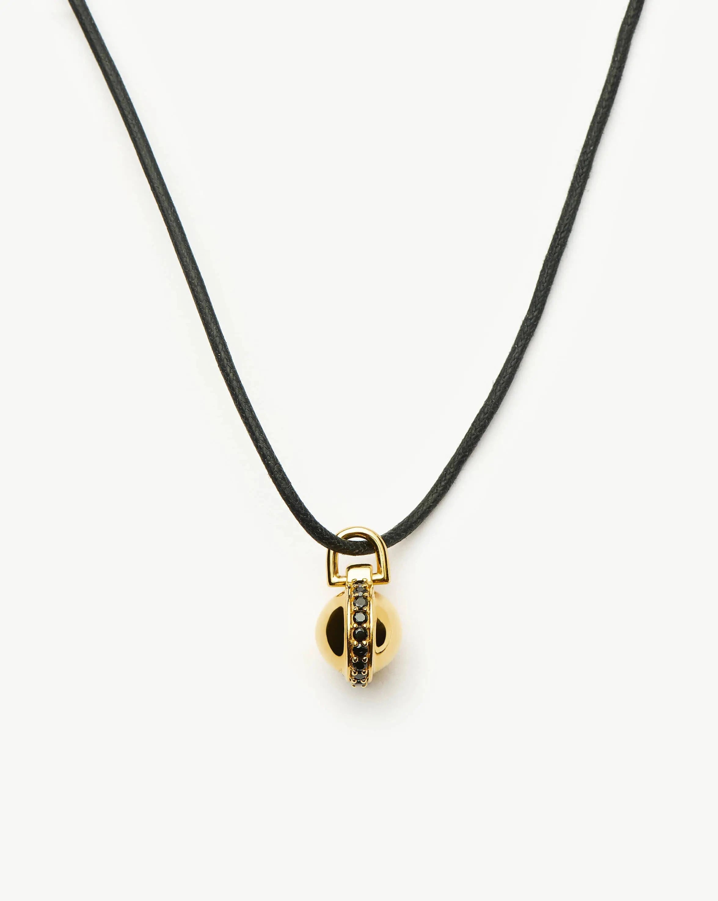 Orb Gemstone Pendant Necklace - 18k Gold Plated Black Spinel Cord Chain | Elegant Jewelry for Women, Perfect for Gifts, Parties & Everyday Wear