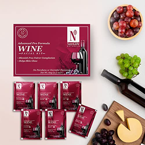 NutriGlow NATURAL'S Advanced Pro Formula Wine Facial Kit (60g) & Shea Butter Milk Protein Cream (200ml) - Deep Moisturizing, Blackhead Removal Skincare Set (Pack of 2) | Anti-Aging Treatment for Dry Skin, Perfect for Night Routine & Spa Days