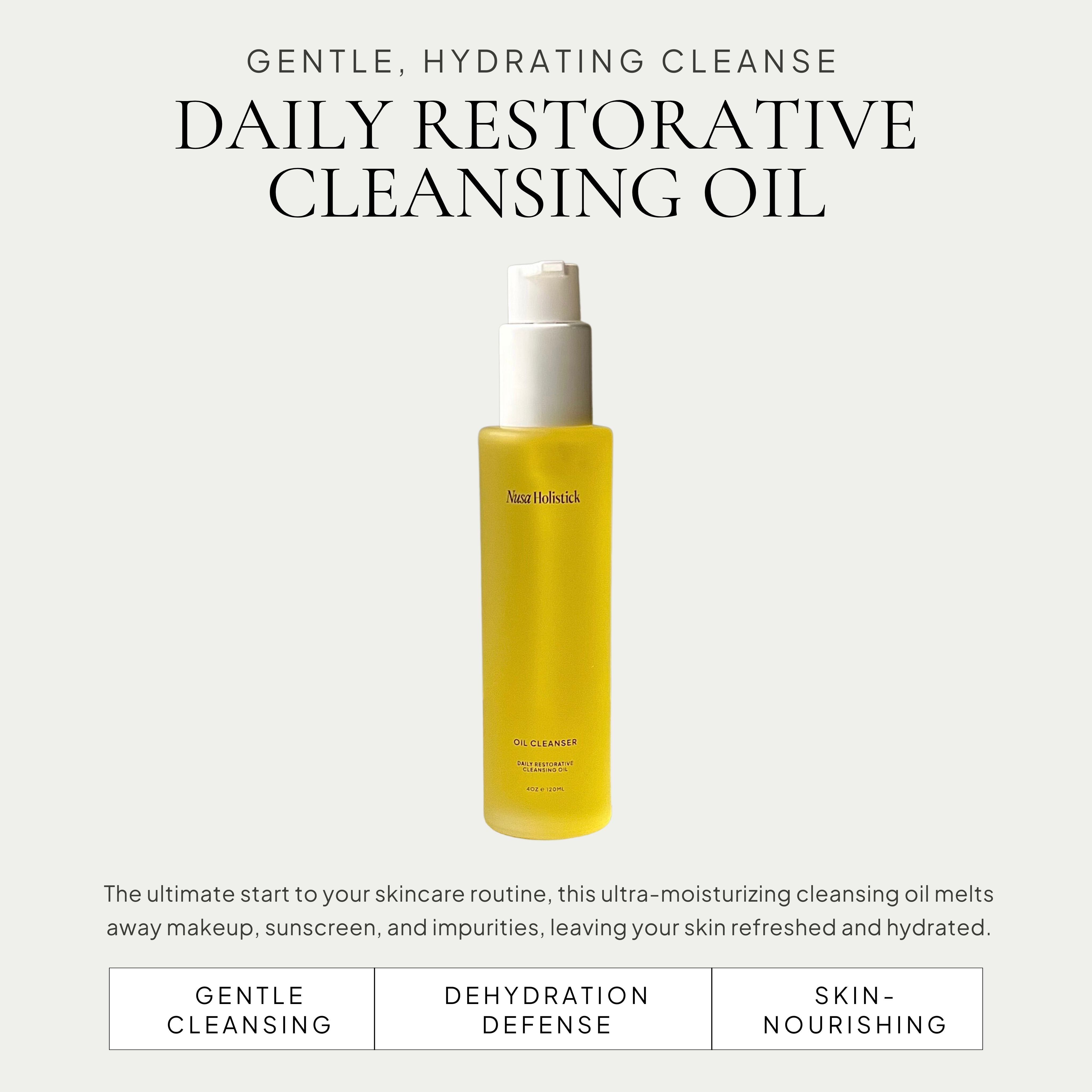 Best Daily Restorative Cleansing Oil for Glowing Skin - Gentle Makeup Remover & Deep Hydration - Perfect for Nighttime Routine & Travel Skincare