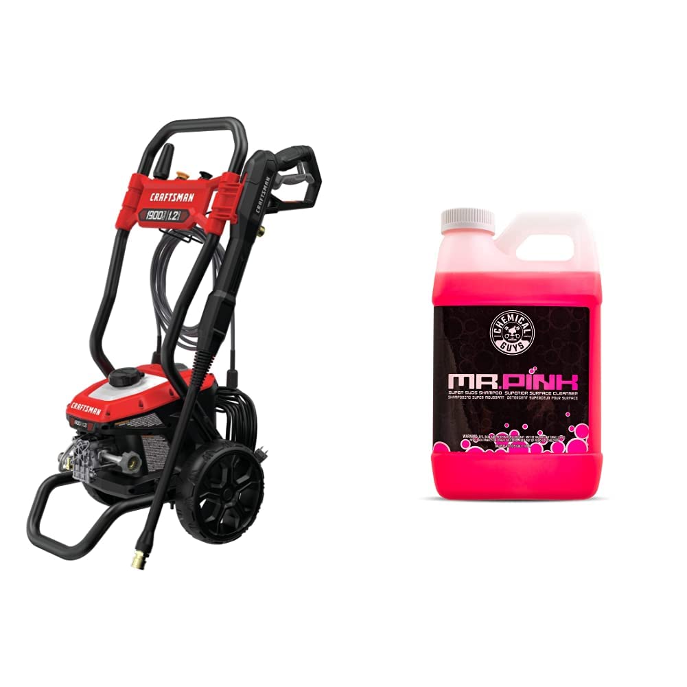 CRAFTSMAN 1900 PSI Pressure Washer (CMEPW1900) & Chemical Guys Mr. Pink Foaming Car Wash Soap - 64 fl oz, Safe for Cars, Trucks, Motorcycles, RVs - Candy Scented | Perfect for Home, Garage & Vehicle Cleaning