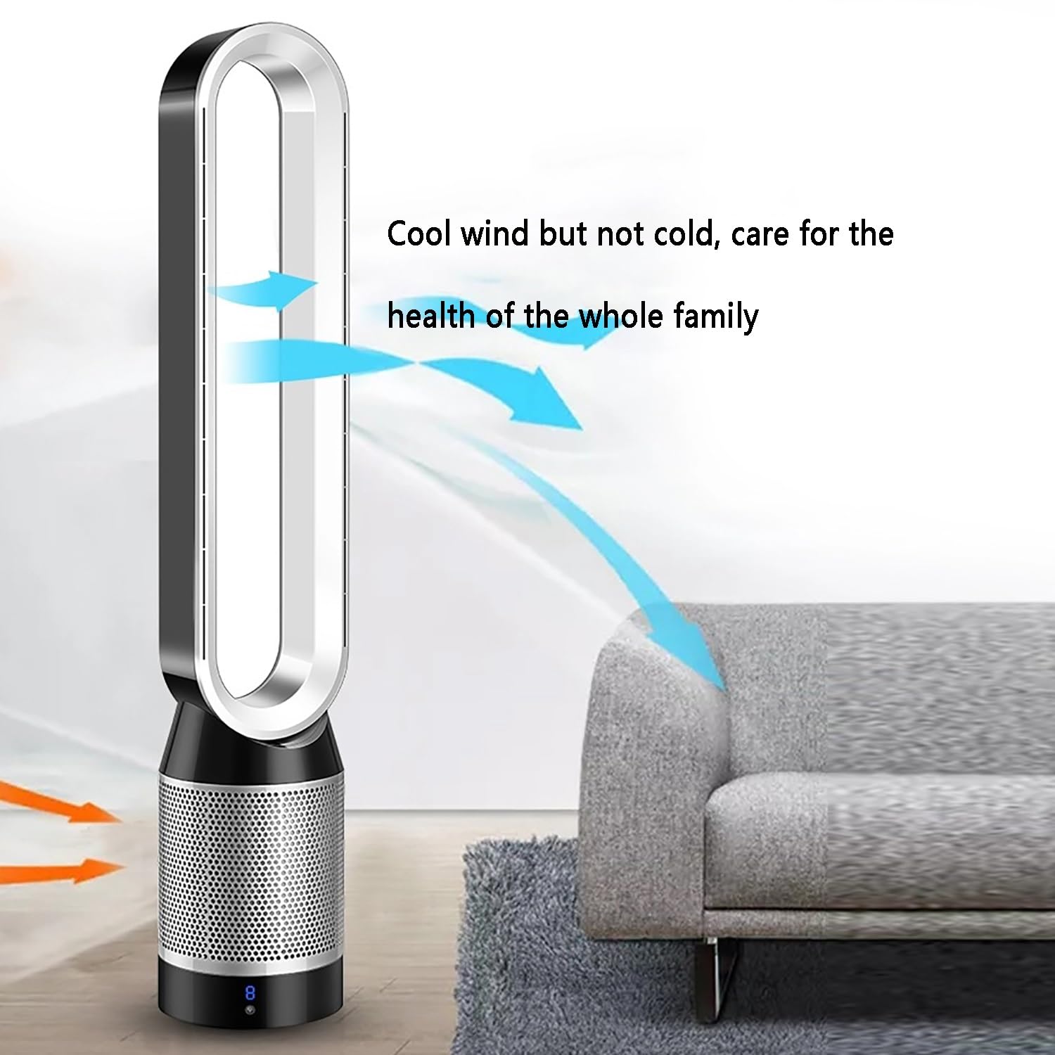 HSPLXYT Bladeless Tower Fan - Silent Oscillating Pedestal Fan with Remote Control, 8 Speed Settings & 9 Hour Timer (Rose Gold) - Perfect for Bedroom, Office, and Home Cooling