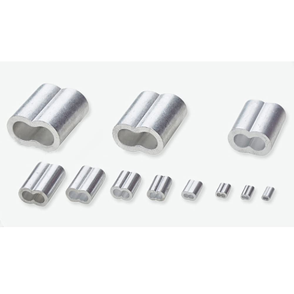 Aluminum Crimp Loop Rope Clamps - 1-100pcs Wire Rope Sleeves for Outdoor & Marine Use