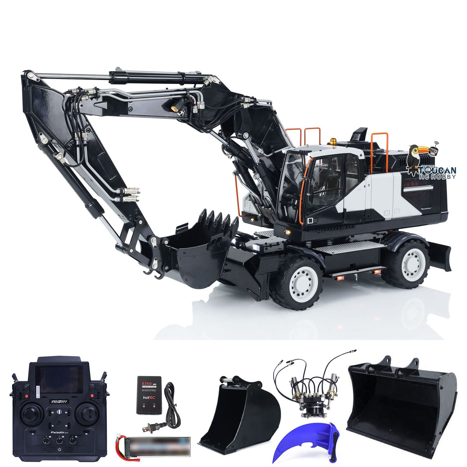 EC380 1/14 Scale RC Hydraulic Excavator Toy - Remote Control Construction Vehicle with 3-Arm Digger, Tiltable Clamshell Bucket & Wheeled Chassis | Kids Outdoor Play, Construction Simulation, STEM Learning Toy