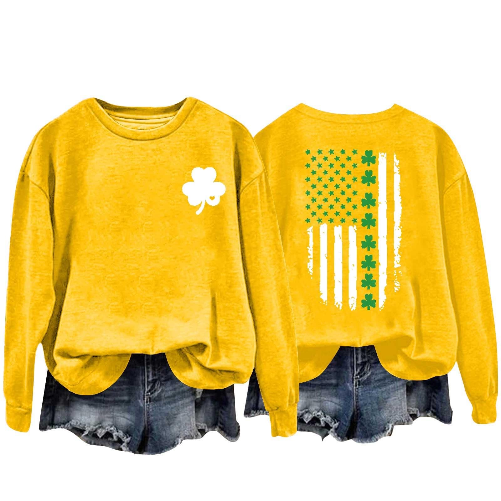 Stylish SHAOBGE St. Patrick's Day Sweatshirt with American & Irish Flag Design - Comfortable Spring Going Out Tops for 2025 | Perfect for Irish Festivals, Pub Crawls & St. Paddy's Day Celebrations