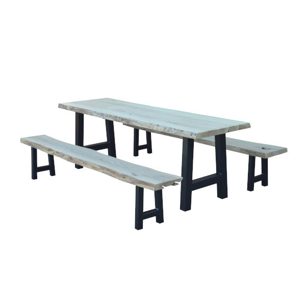 Ridgemont Outdoor Dining Table with 2 Benches - Patio, Garden, Backyard Furniture Set for Family Gatherings & BBQs