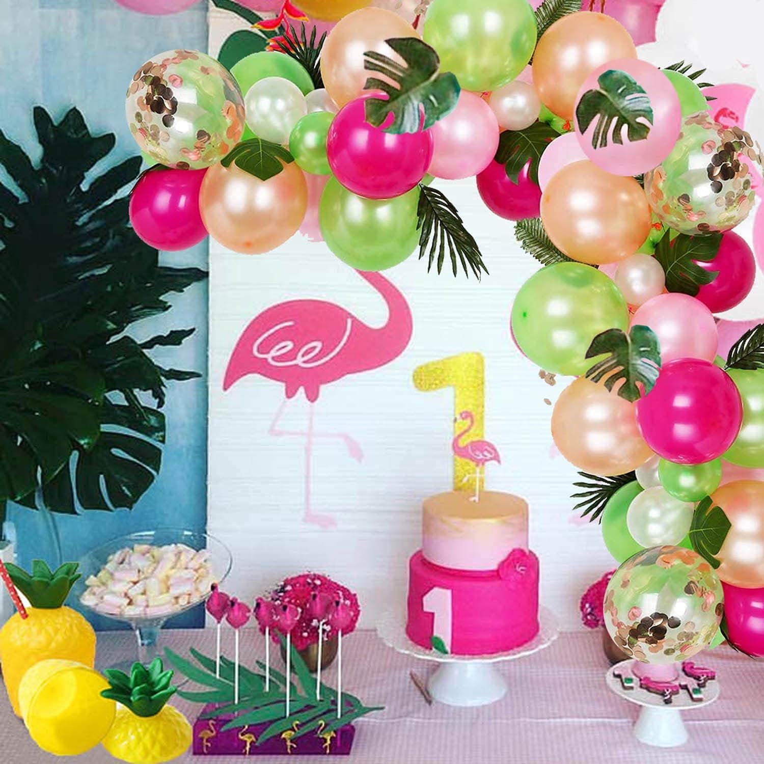 68-Piece Tropical Hawaiian Party Decorations Set - Palm Leaves, Balloons for Luau, Summer, Aloha, Moana, Tiki Birthday & Baby Shower - Perfect for Beach Themed Parties, Hawaiian Luaus & Tropical Celebrations