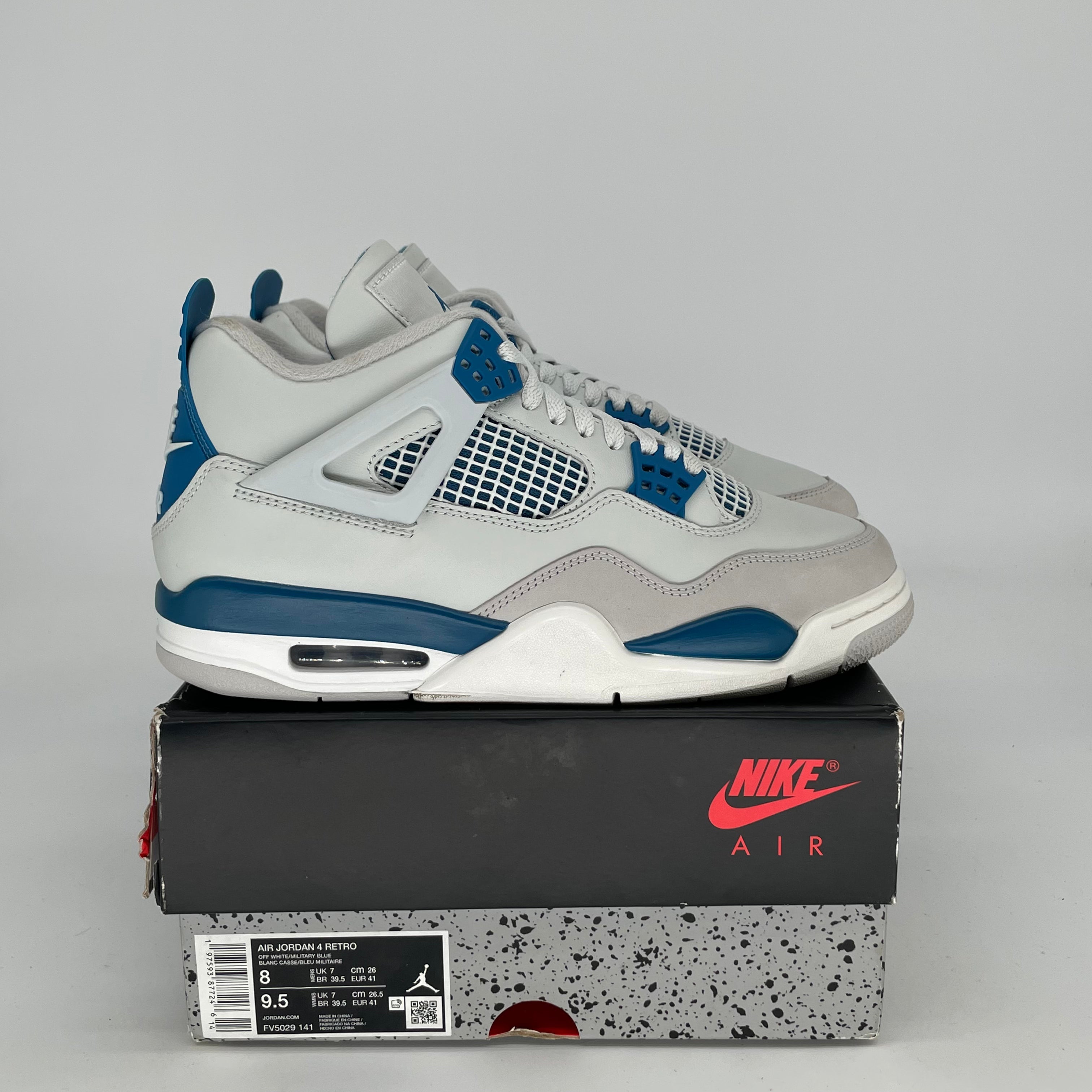 Air Jordan 4 Retro Military Blue Men's/Women's Shoes Size 8 & 9.5W - FV5029-141 | Authentic Sneakers for Basketball, Streetwear & Casual Fashion