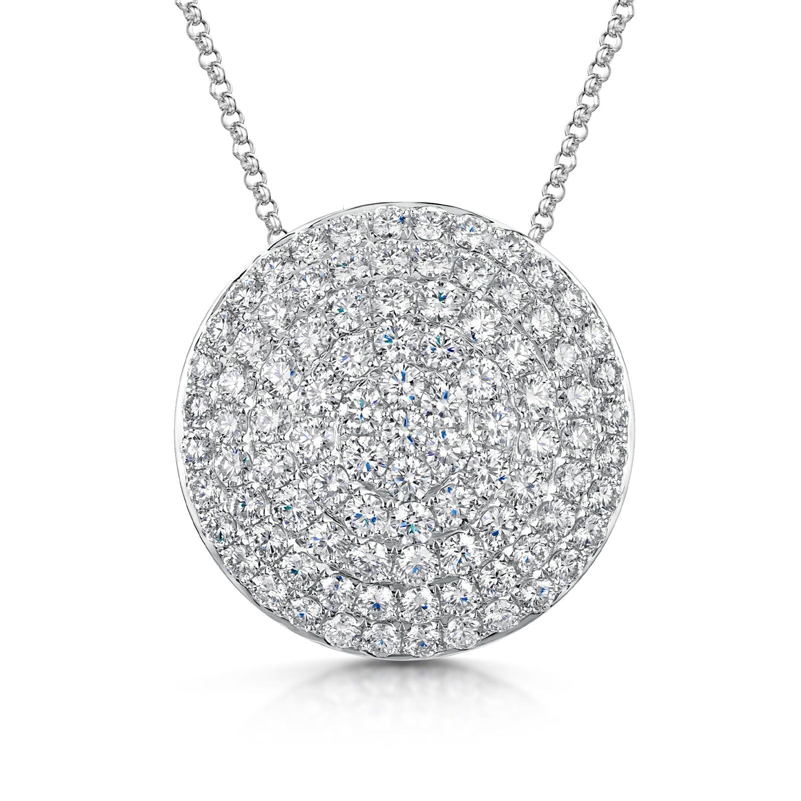 18ct White Gold Pavé Set Brilliant Cut Diamond Circle Necklace 4.00ct - Elegant Jewelry for Weddings, Anniversaries & Special Occasions