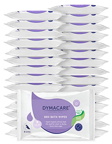 DYMACARE Fragranced Bed Bath Wipes for Adults - Rinse-Free Microwaveable Cleansing Wipes with Aloe Vera | Extra Large Thick Body Wash Cloths (30 Packs, 240 Wipes Total) | Ideal for Elderly Care, Post-Surgery, Travel & Hospital Use