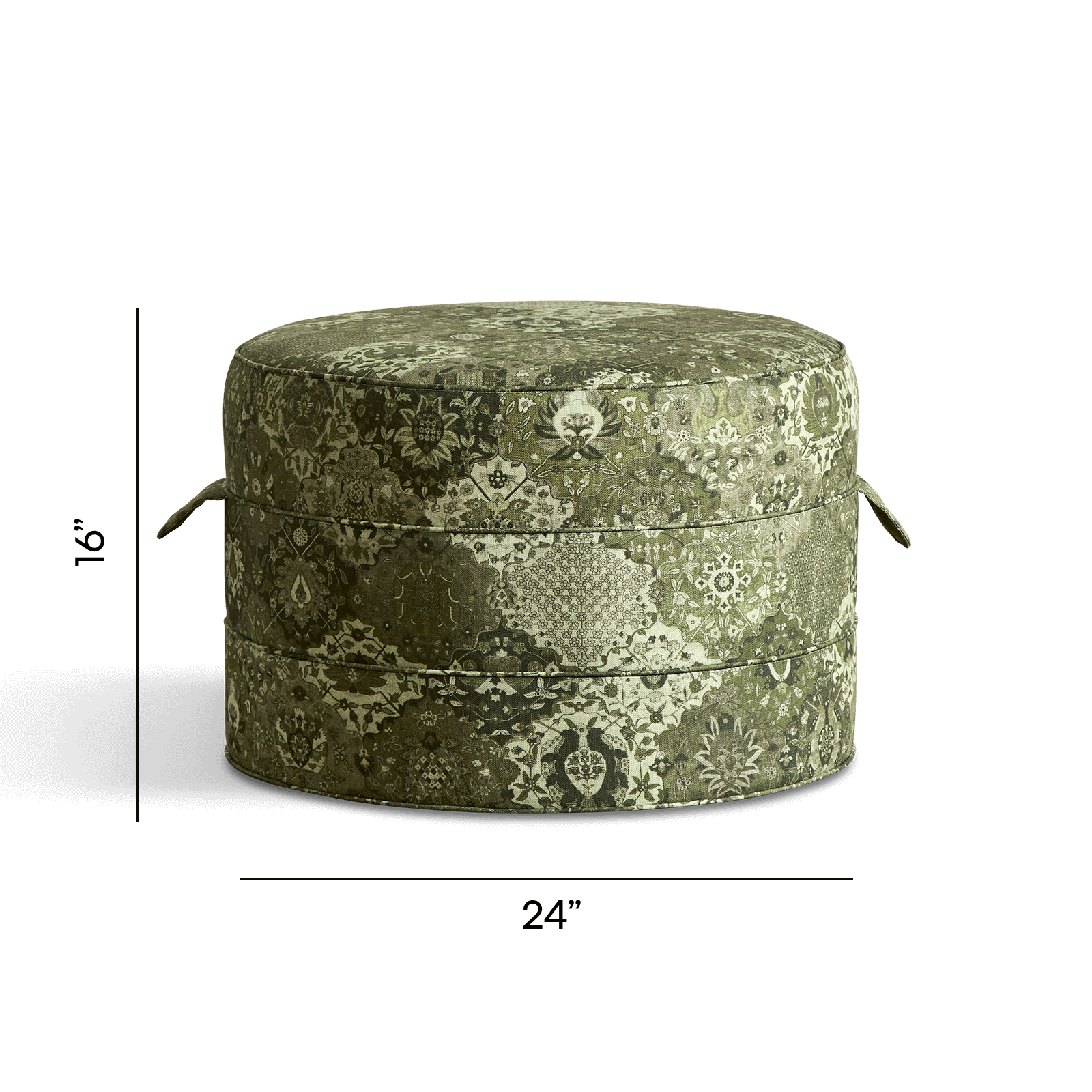 CASPAR Linen Medium Round Hassock Ottoman - Natural Juniper Color - Perfect for Living Room, Bedroom, or Nursery Seating and Footrest