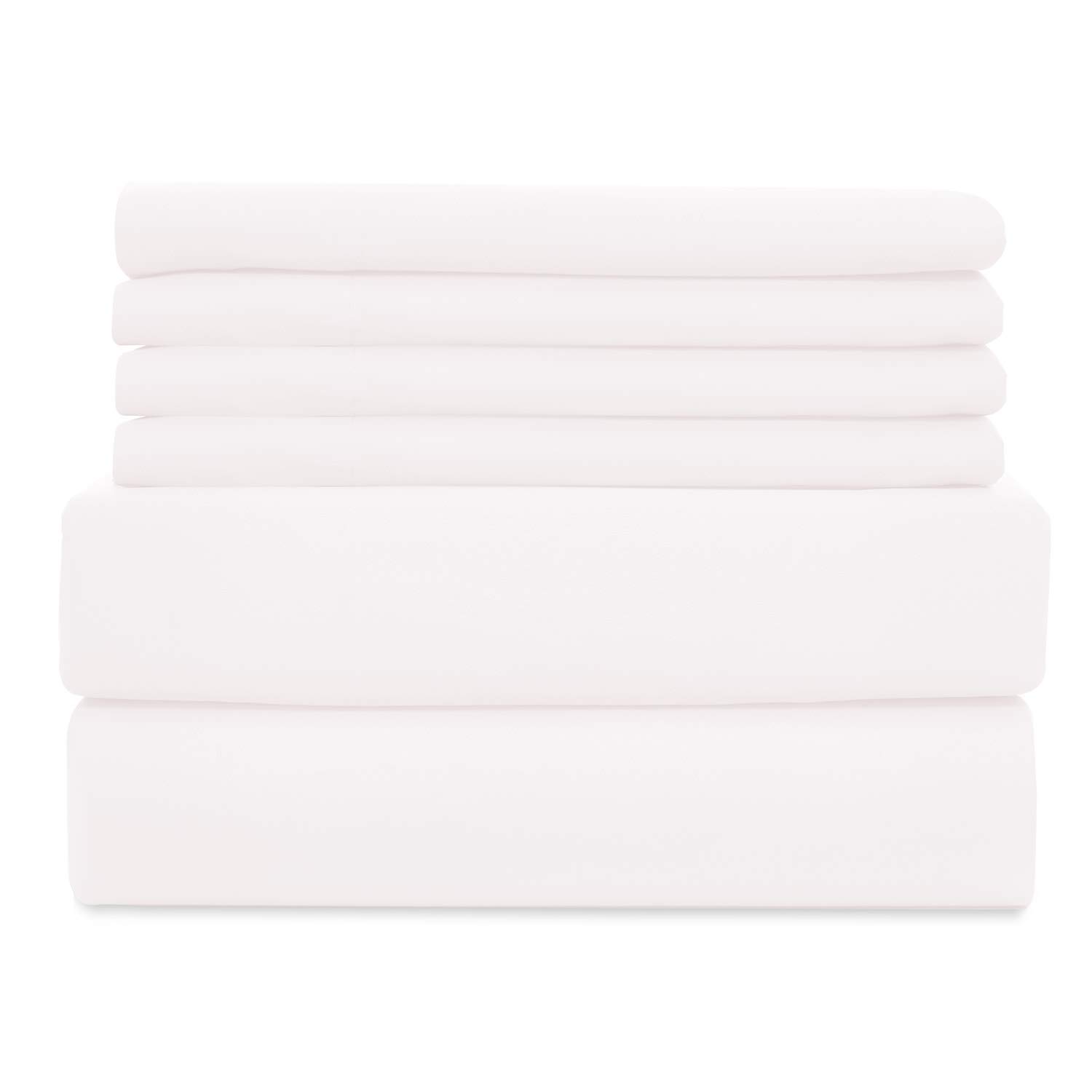 Luxury 6-Piece King Size Bed Sheet Set - 600 Thread Count Egyptian Cotton - Includes 1 Flat Sheet, 1 Fitted Sheet (10