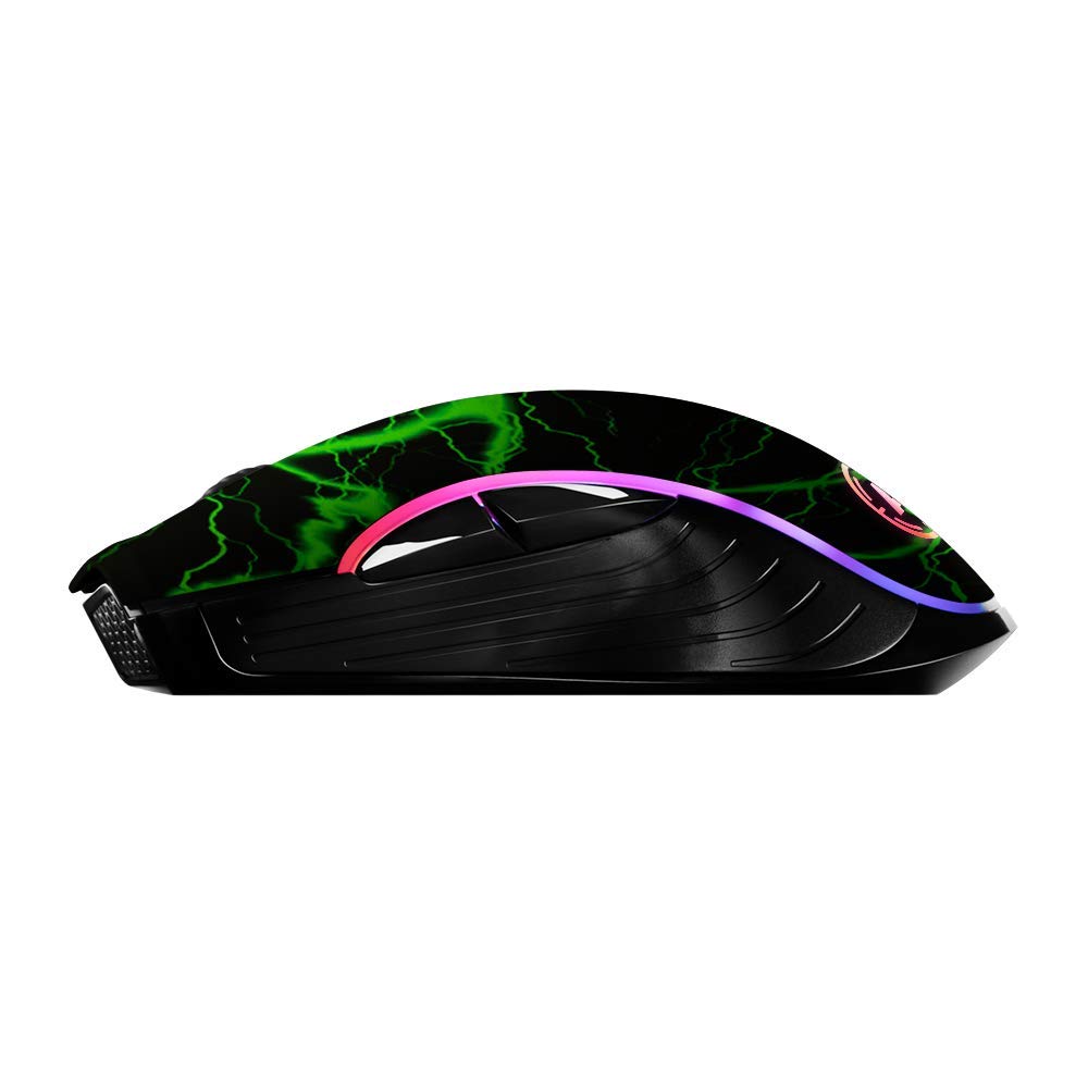 AimControllers Gaming PC Mouse Wired - 200-10000 DPI RGB LED Ergonomic Mouse with 7 Programmable Buttons & Optical Sensor for Windows 10, USB (Storm Green) - Perfect for FPS, MOBA & MMO Gaming, Office Work & Graphic Design