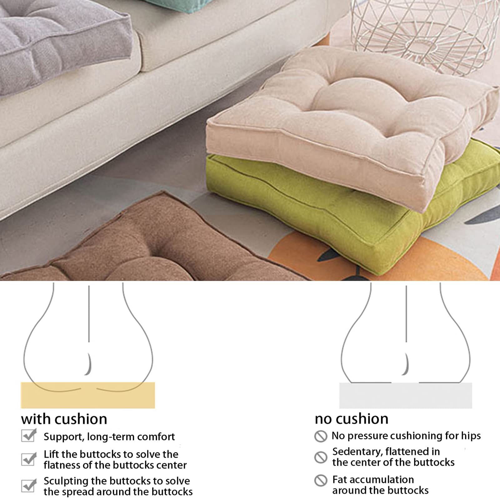 Velvet Chair Cushions with Ties - Soft & Comfortable Seat Cushion Pads (Set of 2, 18x18 Inches) for Dining Chairs, Kitchen, Patio, Indoor & Outdoor Use - Perfect for Home Decor, Living Room, and Garden Furniture