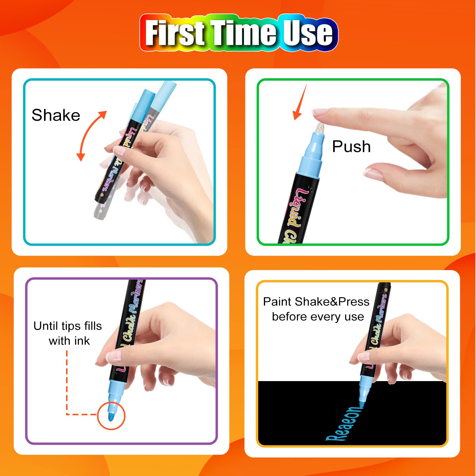 Vibrant Liquid Chalk Markers - 8 Pack Non-Toxic Water-Based Chalkboard Pens with 6mm Reversible Tip for Blackboard, Window, Glass & Mirror - Perfect for Restaurants, Classrooms, Retail Signs & DIY Home Decor