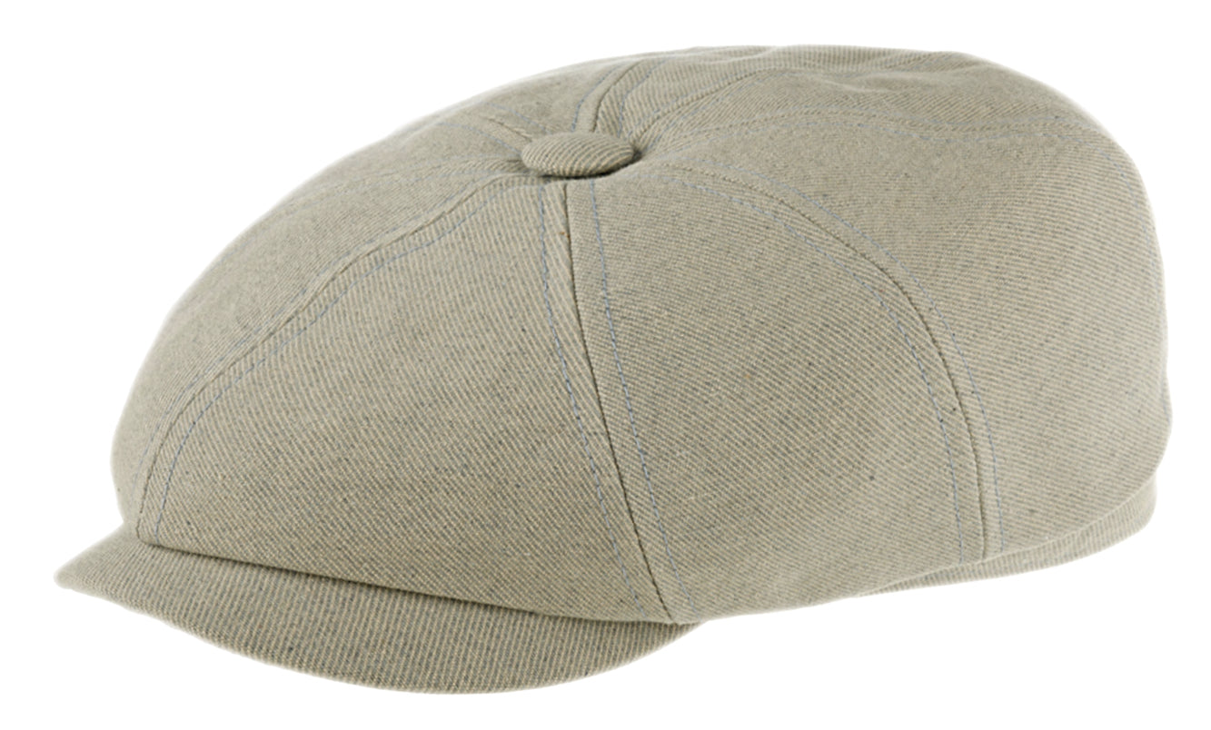Stetson Hatteras Cotton Twill 8-Panel Baker Boy Cap for Men - Beige Casual Hat for Outdoor Activities, Fishing, and Vintage Style Fashion