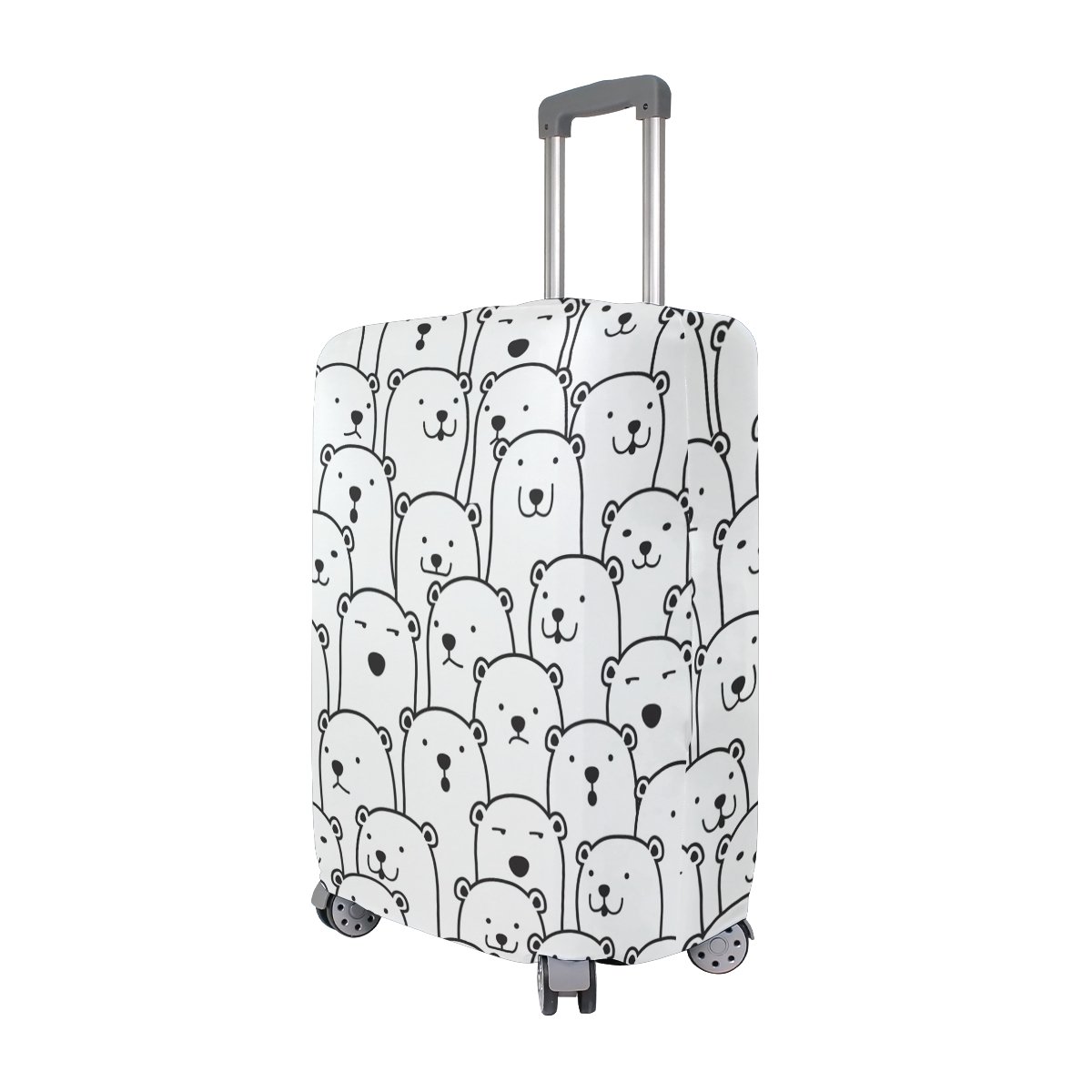 Adorable Black & White Bear Luggage Cover - Travel Suitcase Protector for Kids, Men & Women - Perfect for Airports, Vacations & Family Trips