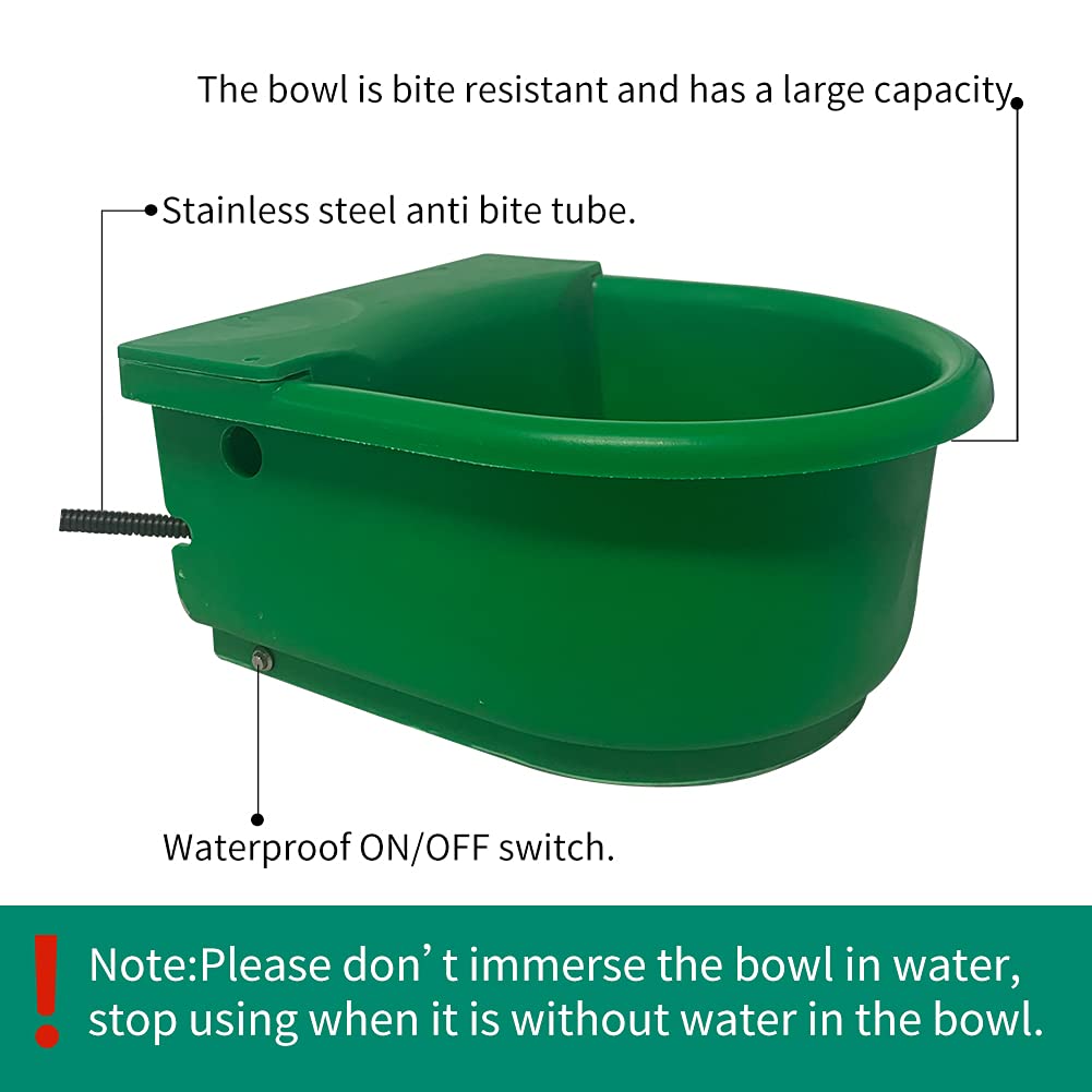 4L Automatic Heated Horse Water Bowl - Large Capacity Farm Animal Waterer with Float Control & Constant Temperature - Ideal for Outdoor Use with Dogs, Goats, Chickens and Other Pets in Winter