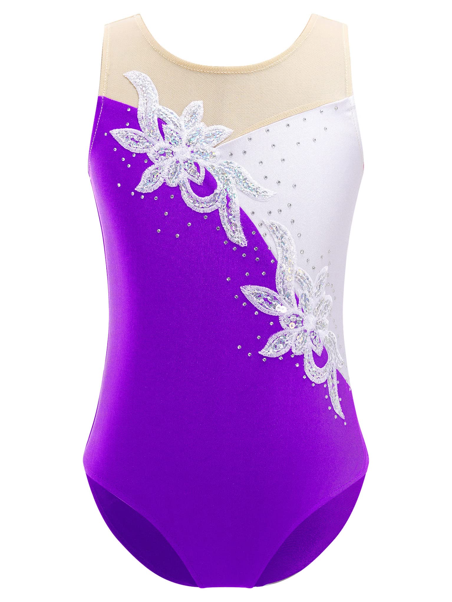 VernLan Girls' Sparkle Metallic Rhinestone Gymnastics Leotard - Sleeveless One-Piece Dance Leotards for Kids - Perfect for Ballet, Cheerleading & Dance Competitions