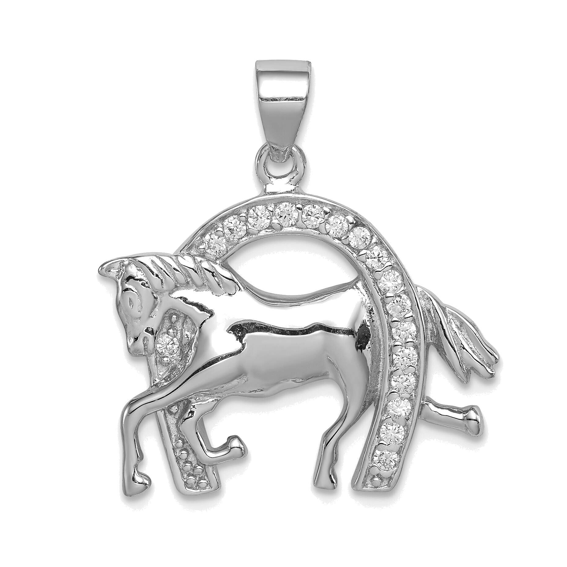 Sterling Silver Horse Pendant with CZ for Jewelry Making & Gifts